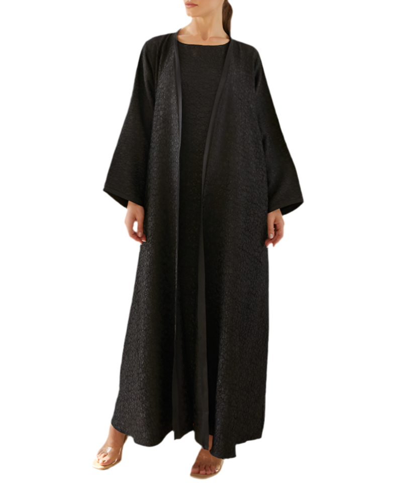 Textured Cracks Jacquard Set Abaya