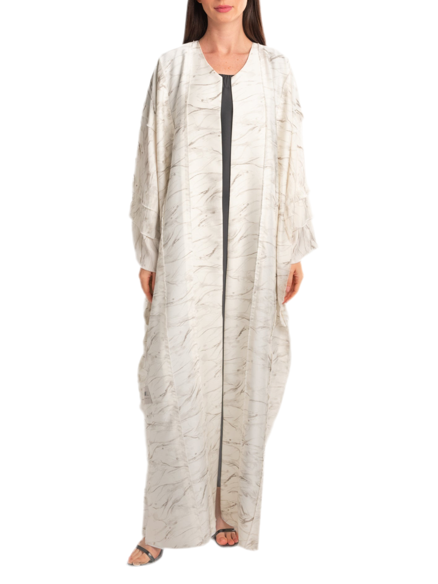 Cut Out Jacquard Off White Off-White Abaya