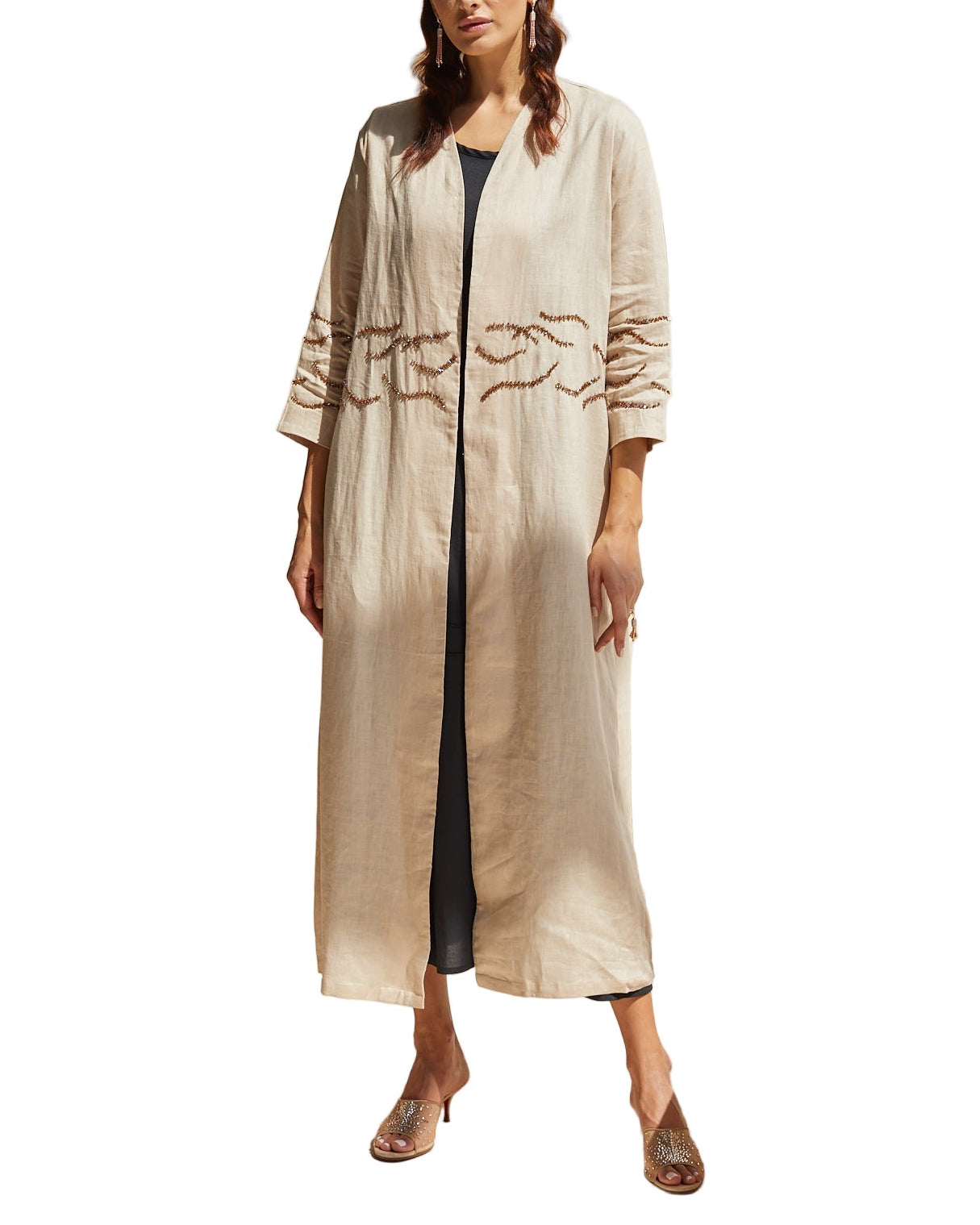 Brown Linen Embroidery