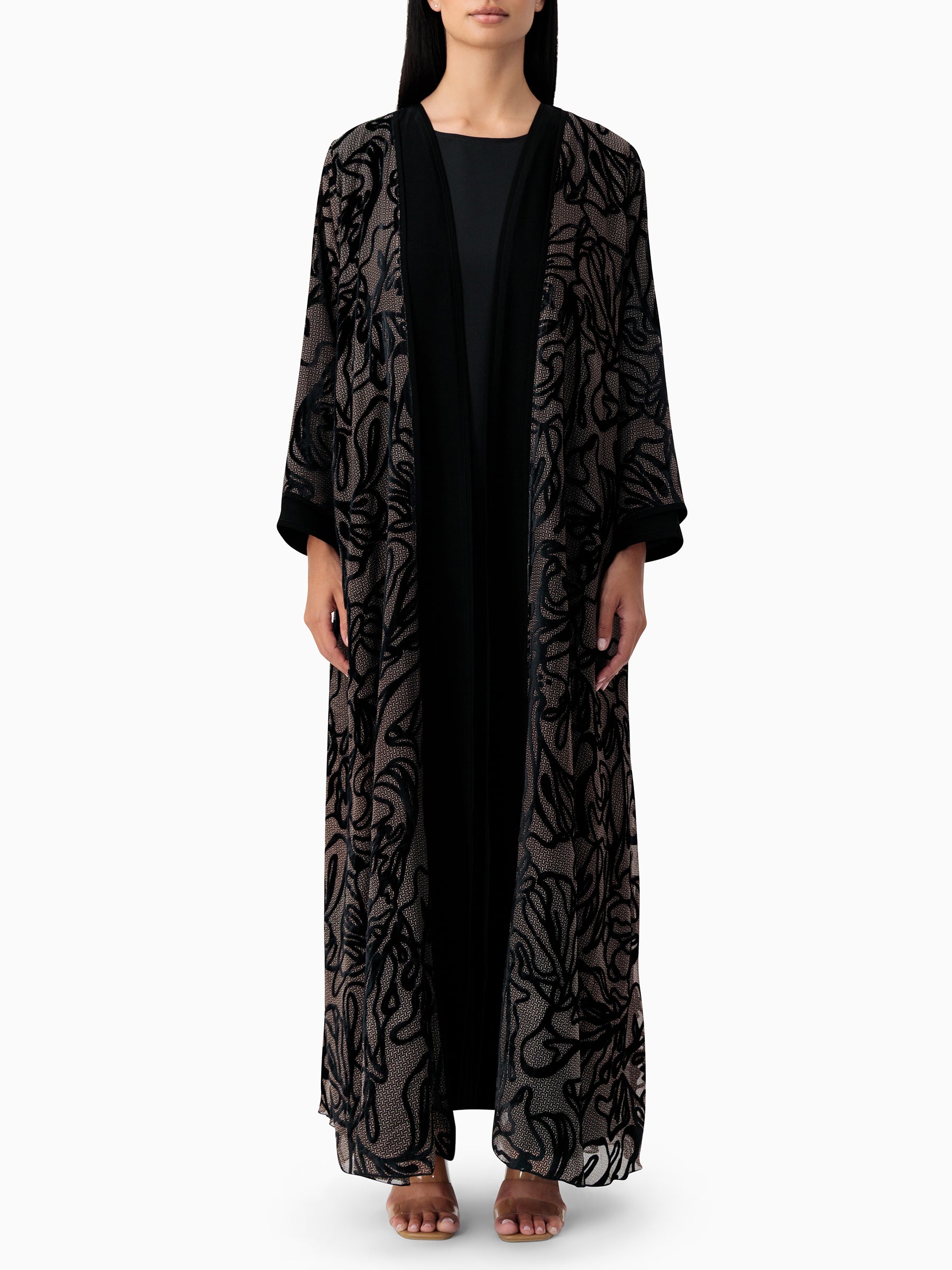 Velvet - Swirl Black Abaya