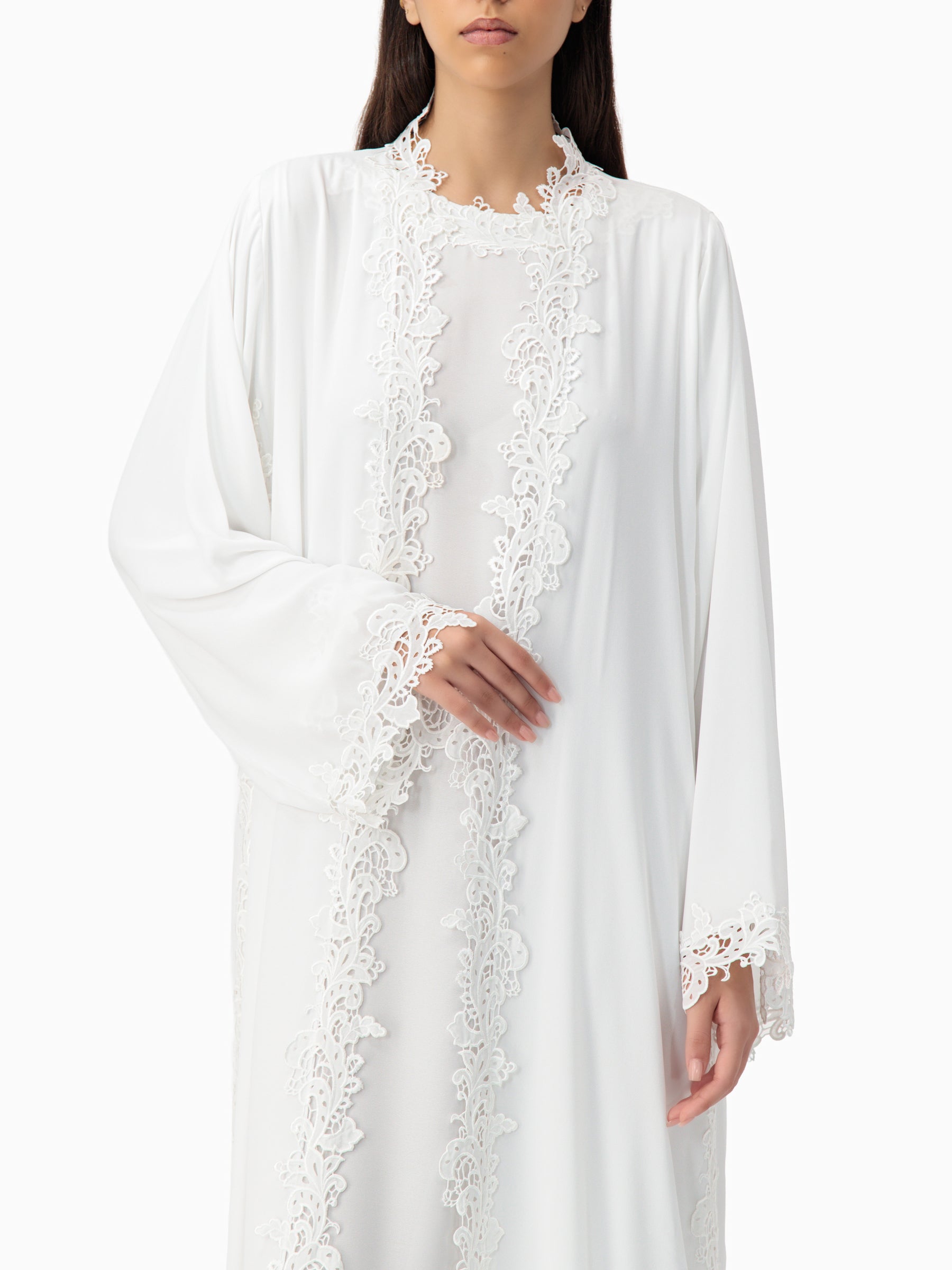 Majesty - Dantel Set (White Abaya Set)