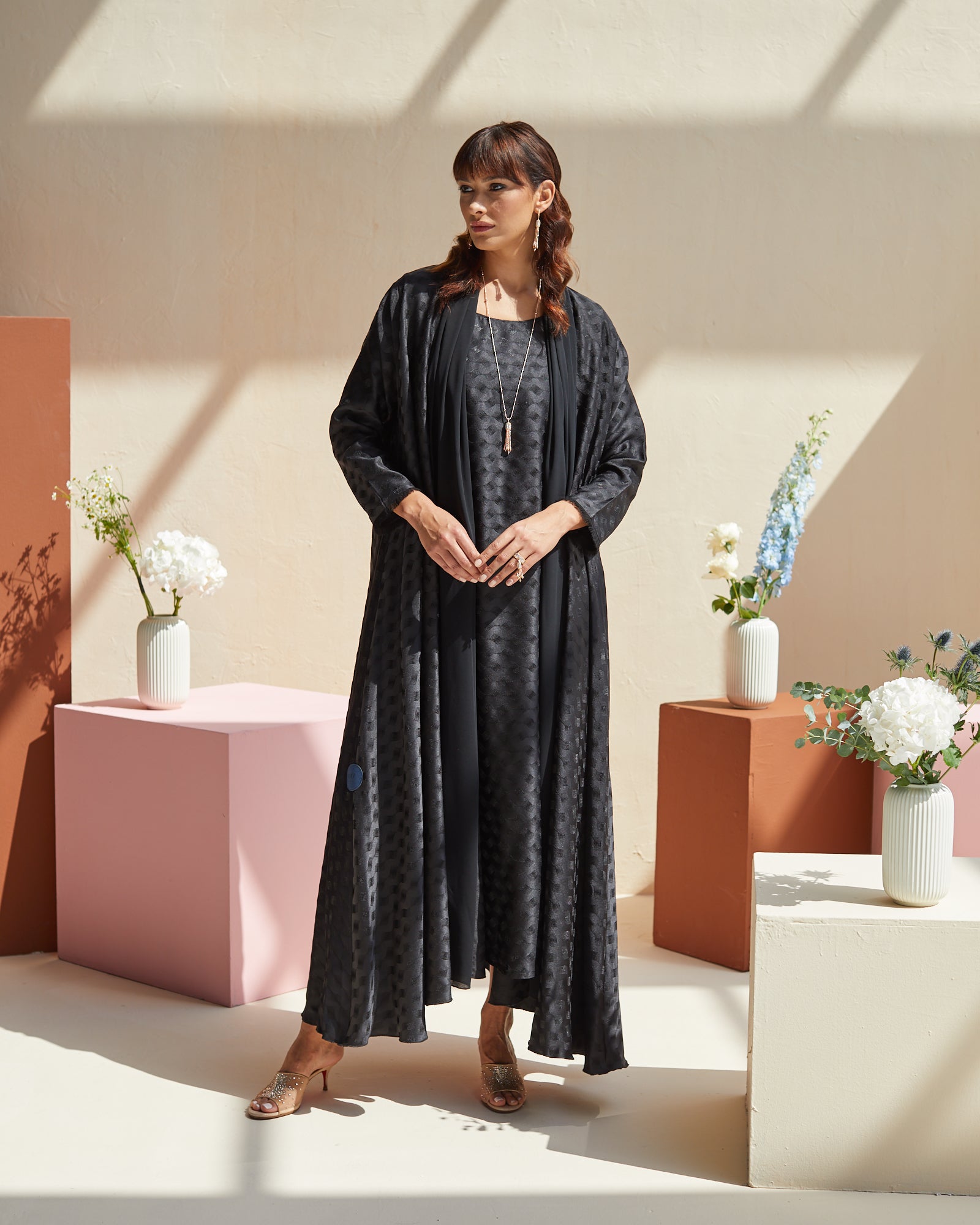 Swan Set - Black Abaya and Dress Set