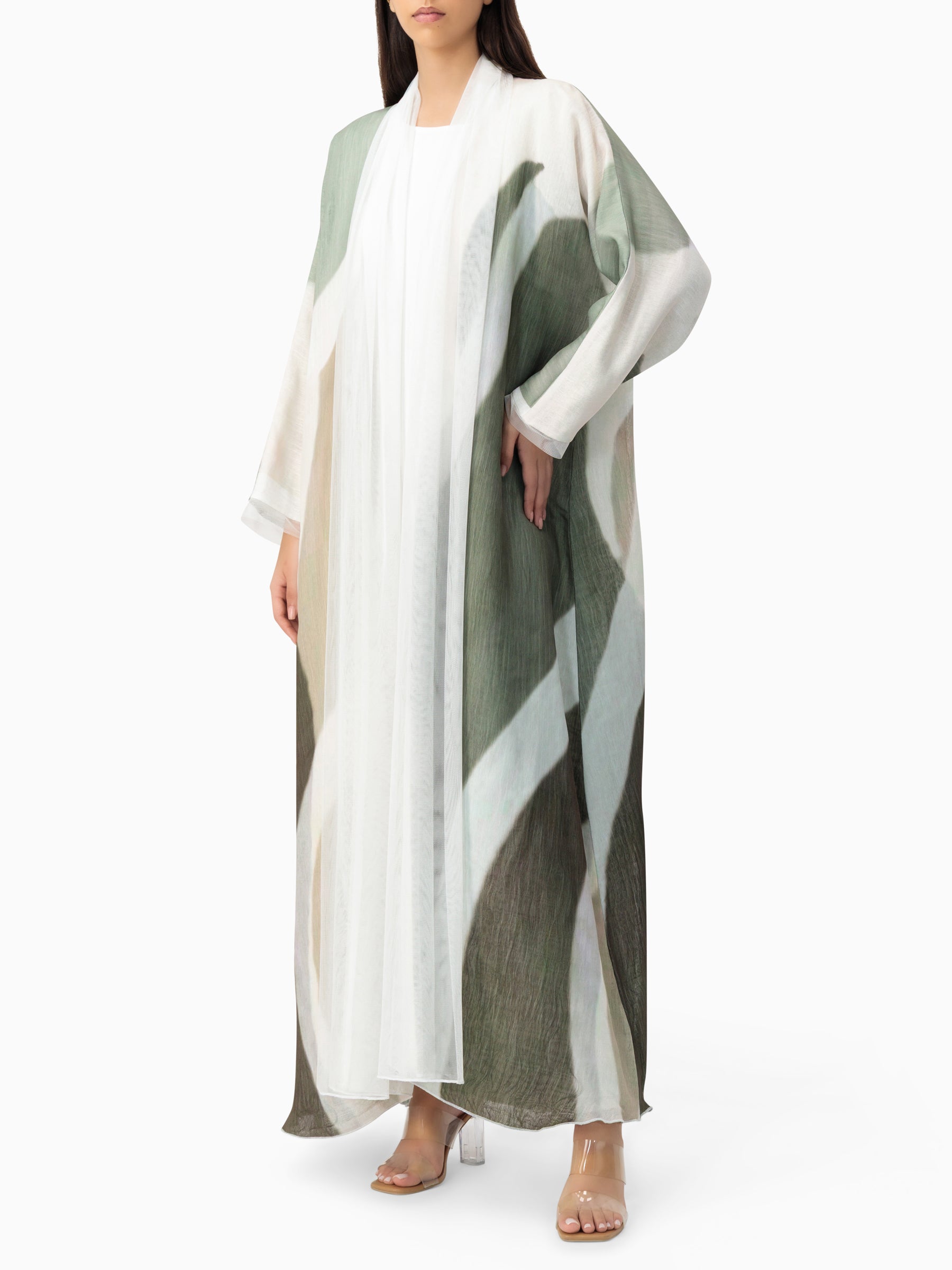 Abstract Earthy Organza Abaya