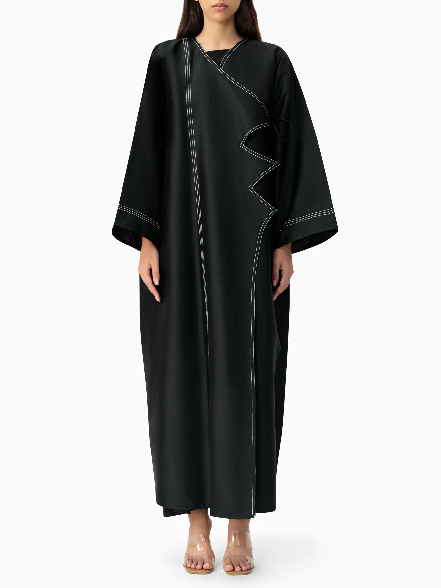 Taffeta Zigzag Black Abaya