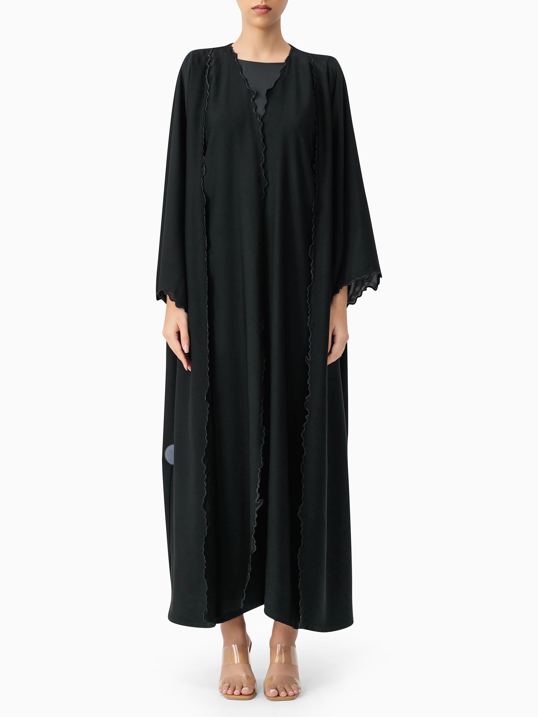 Waves Layers - Embroidery Black Abaya