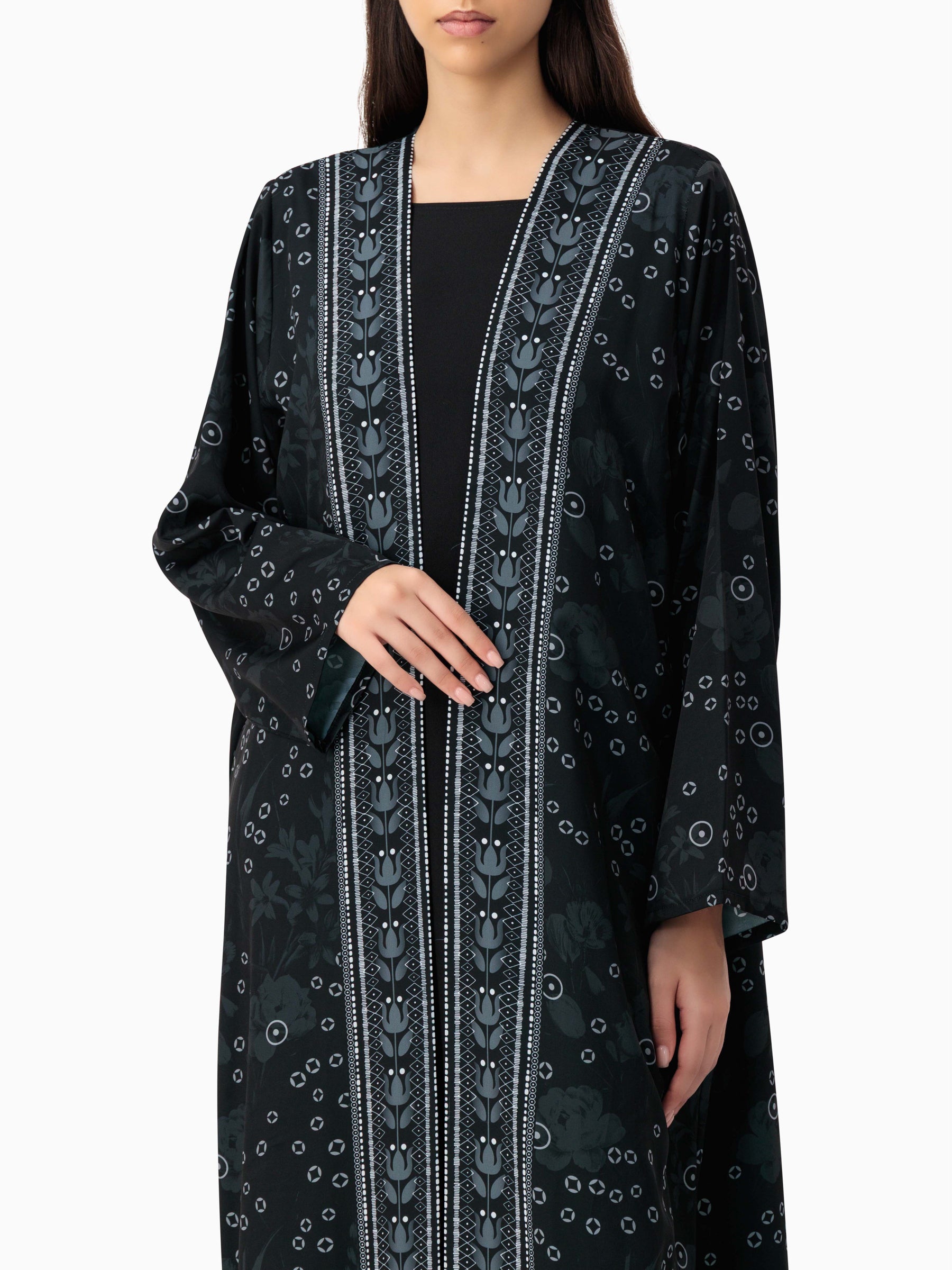 BRX print - Black Abaya