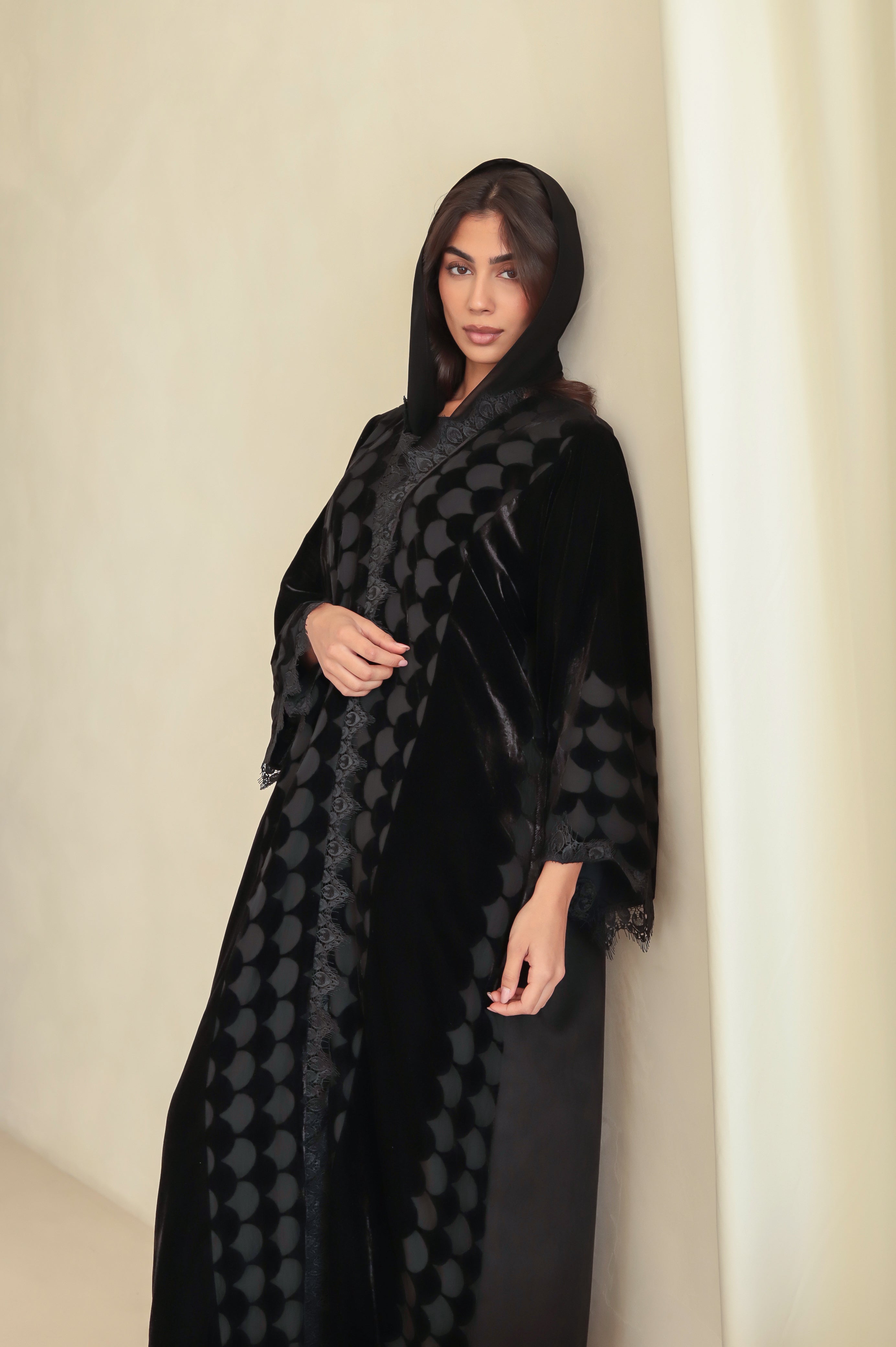 Velvet - Geometry Black Abaya