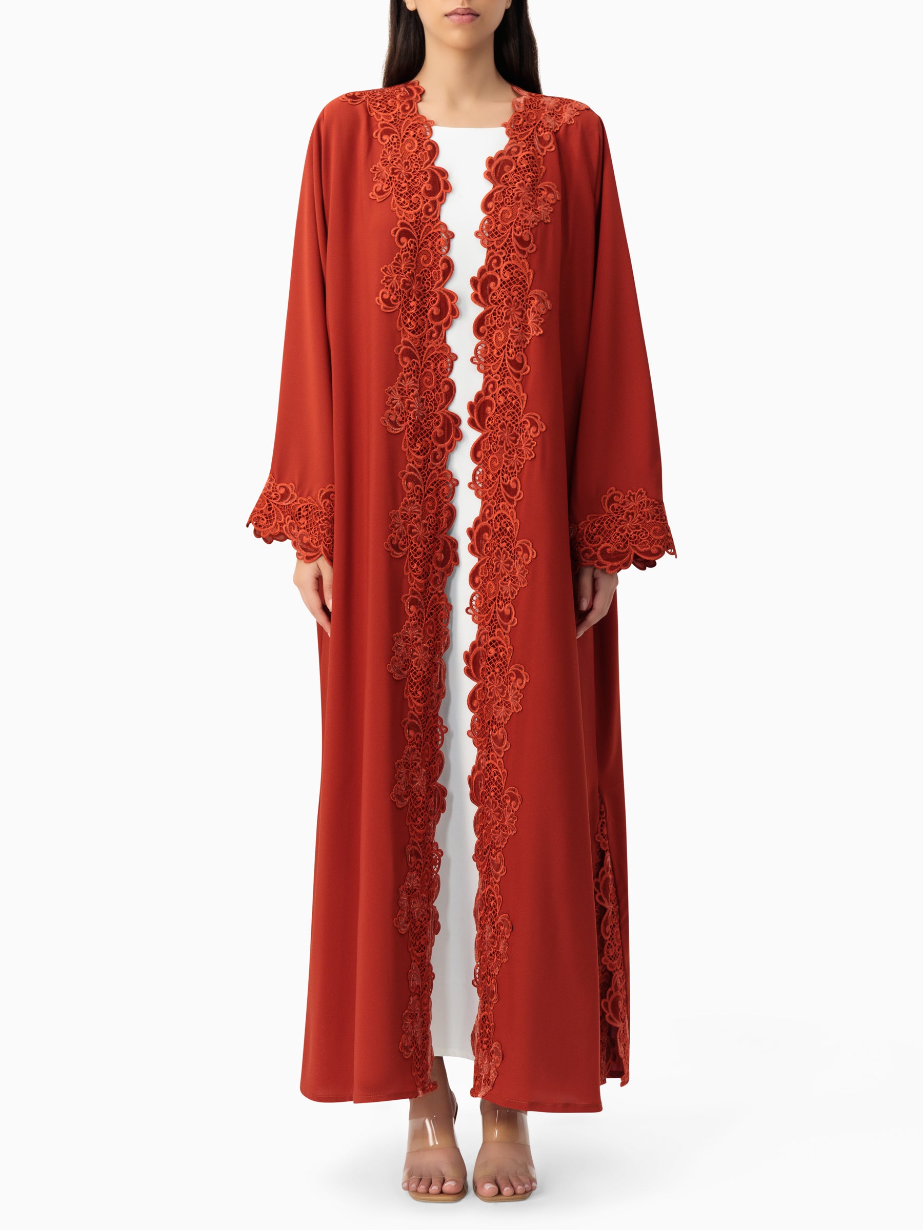 Lace Burnt Orange Abaya