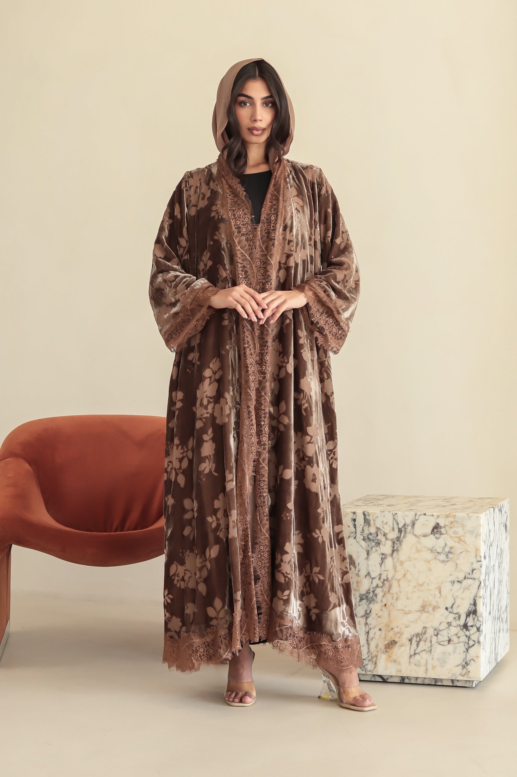 Velvet - Garden Nude Abaya