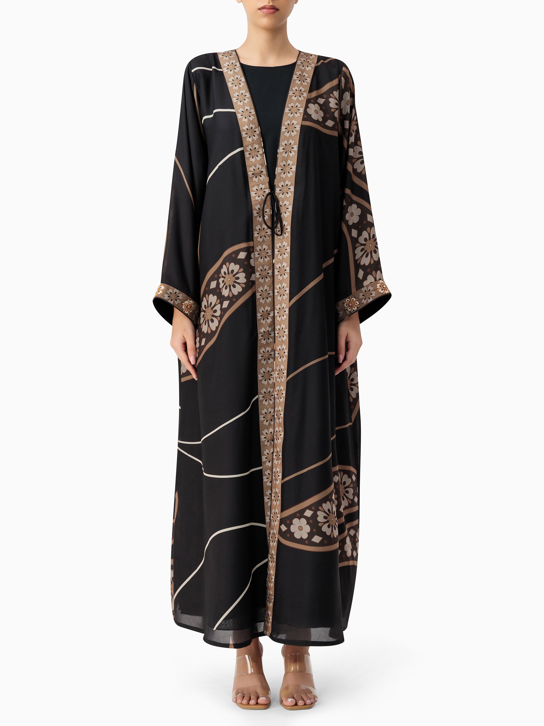 Desert Petals - Printed Brown Abaya