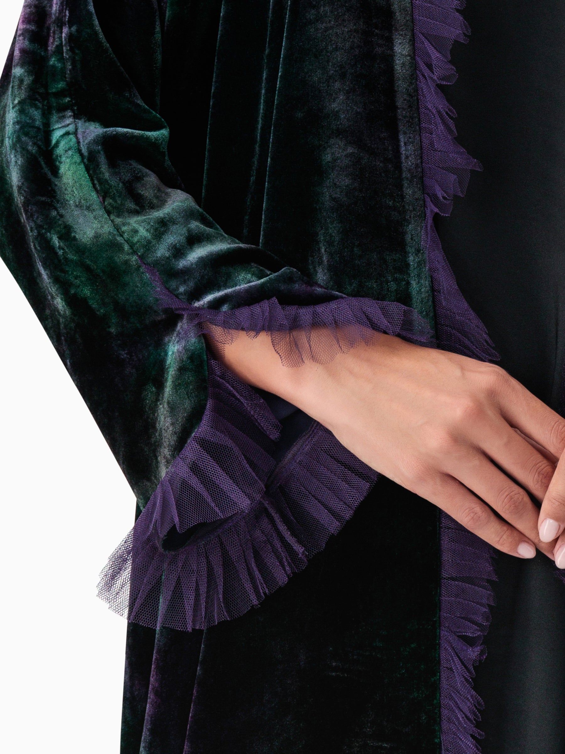 Velvet - Tulle Purple/Green Abaya