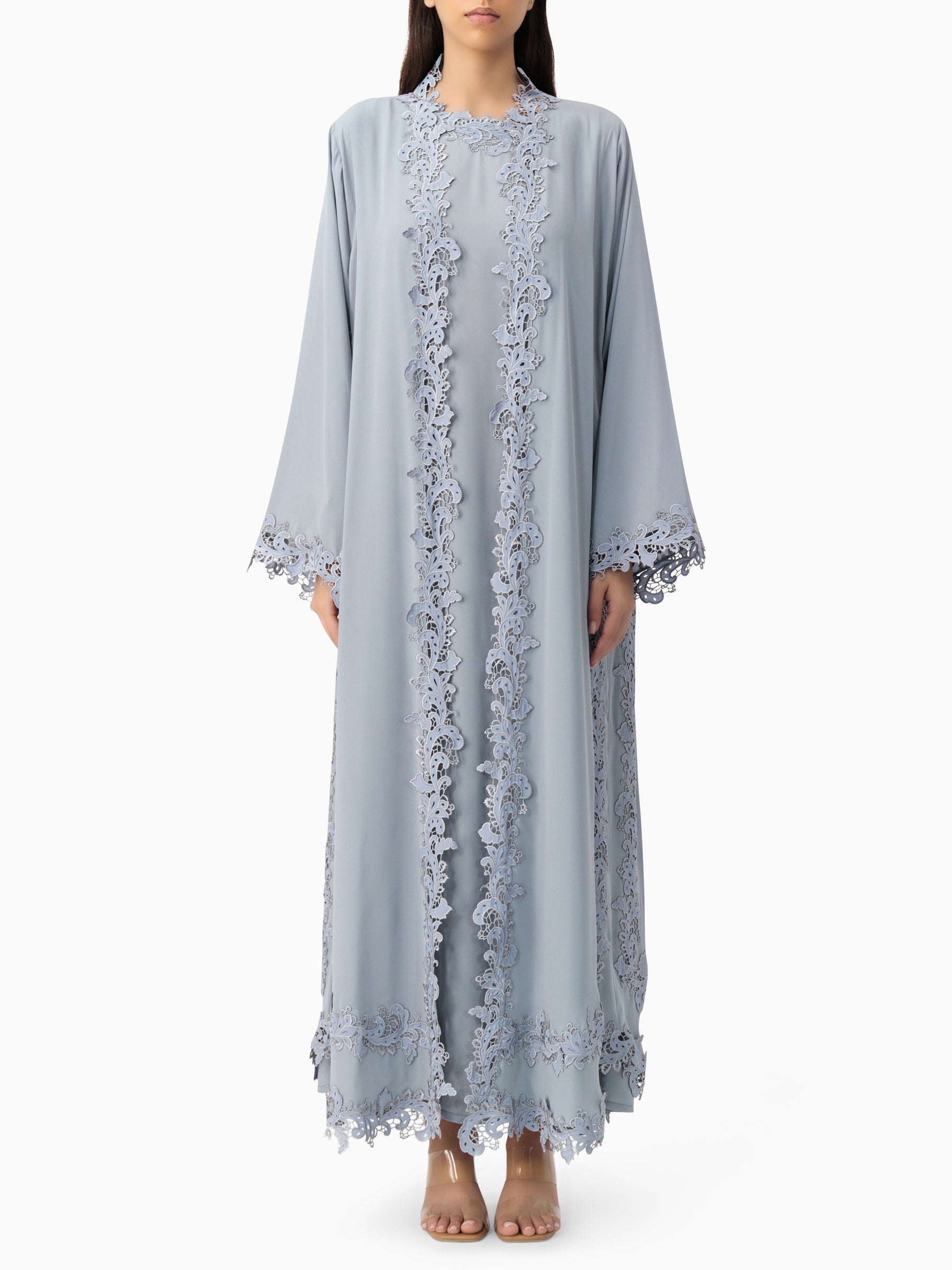 Majesty - Dantel Set (Grey Abaya Set)