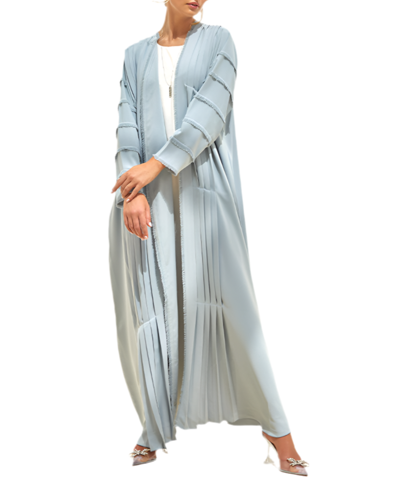 Sky Blue Pleated Crepe