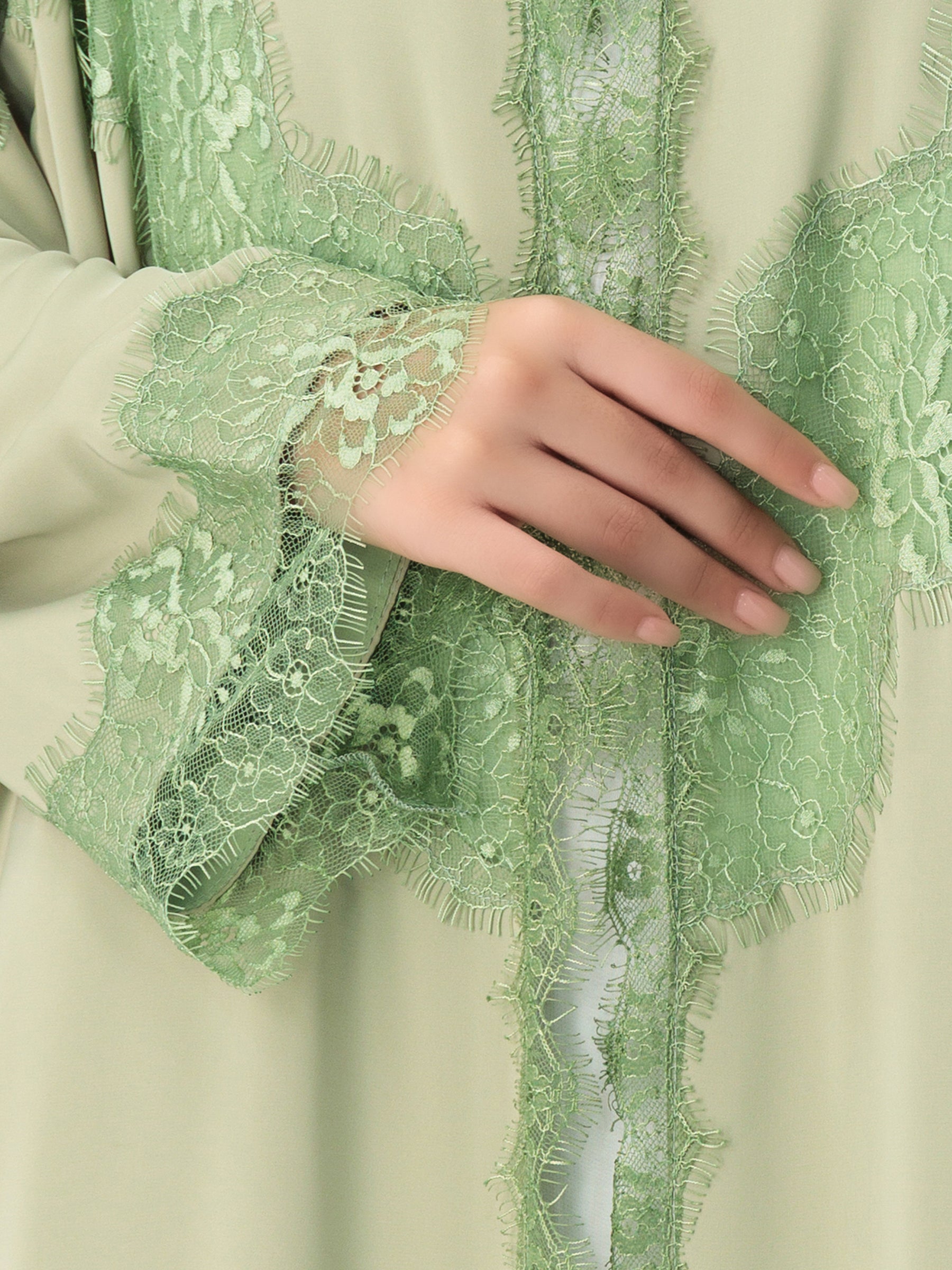 Grace - Lines of Dantel (Matcha Green Abaya)
