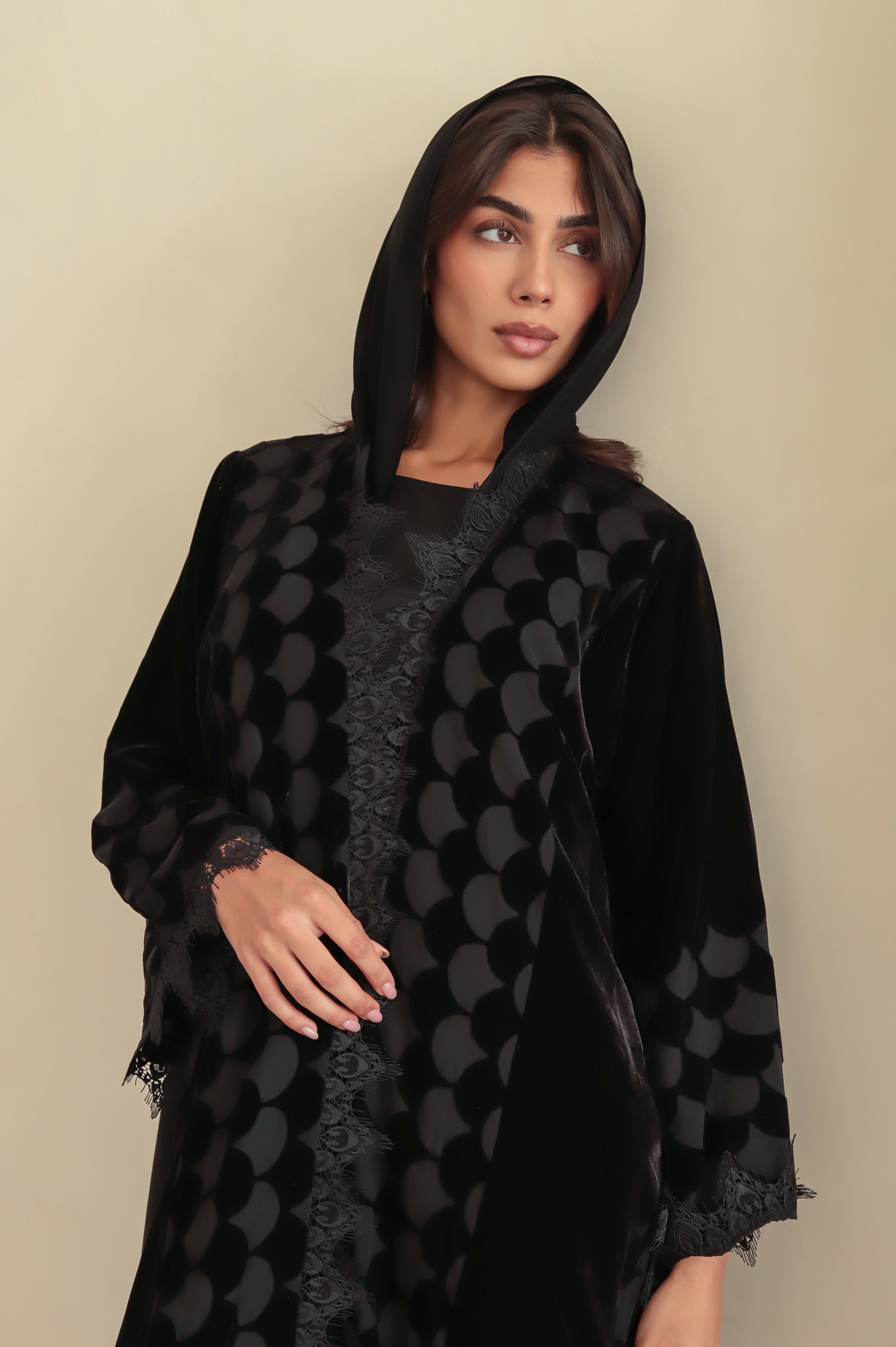 Velvet - Geometry Black Abaya