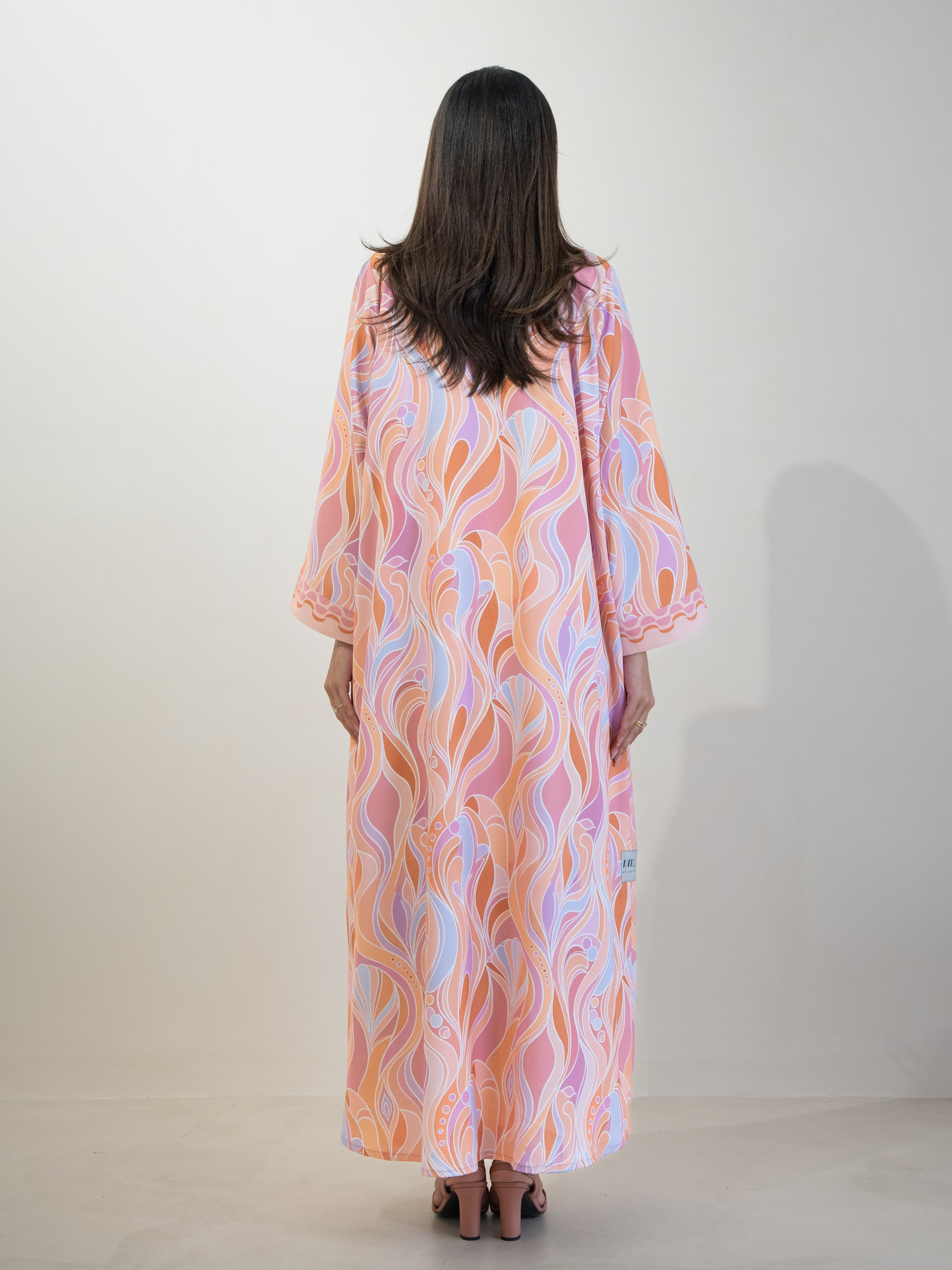 Printed Waves - Pink Abaya