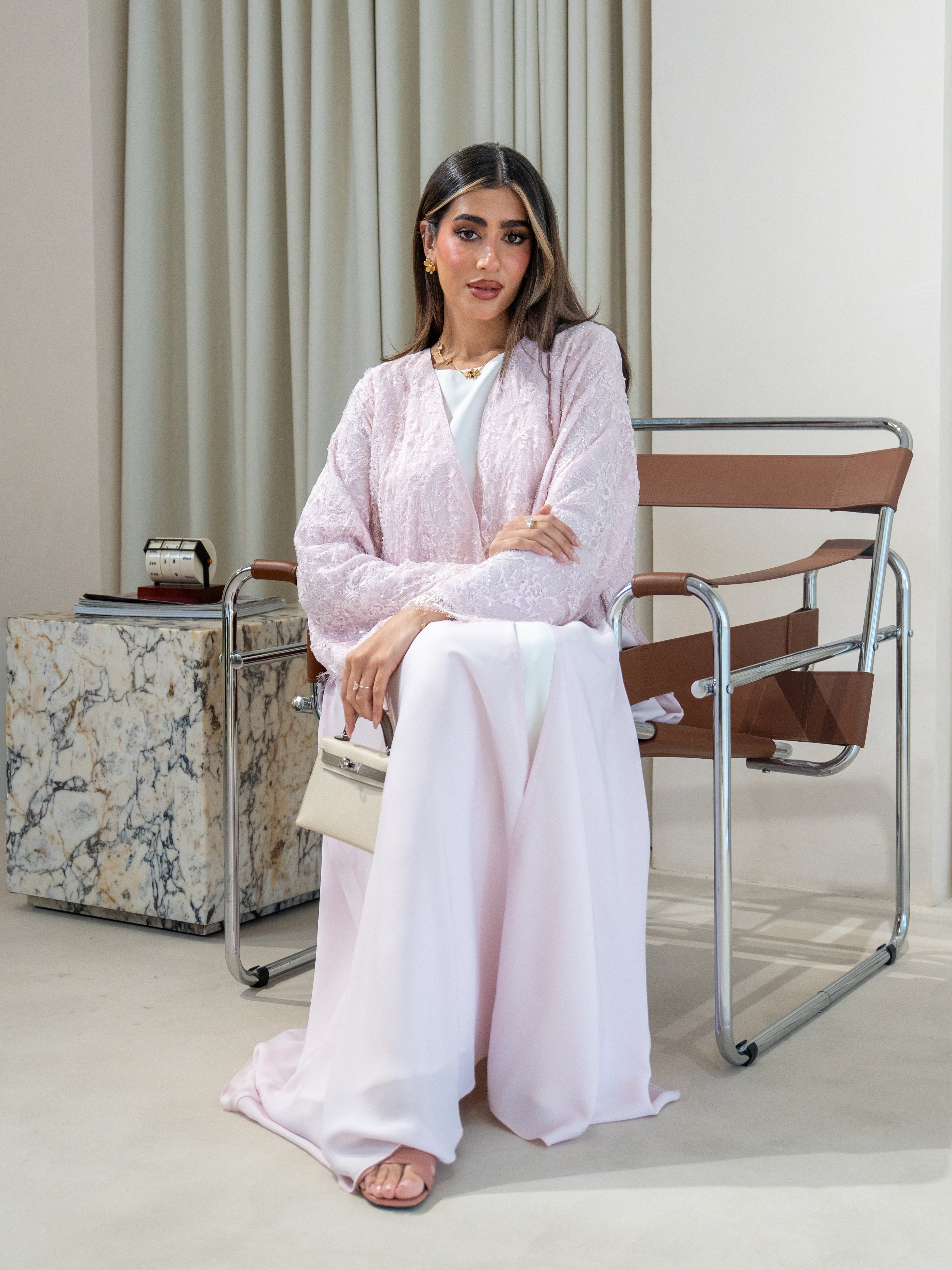 Dantelle - Pink  Abaya