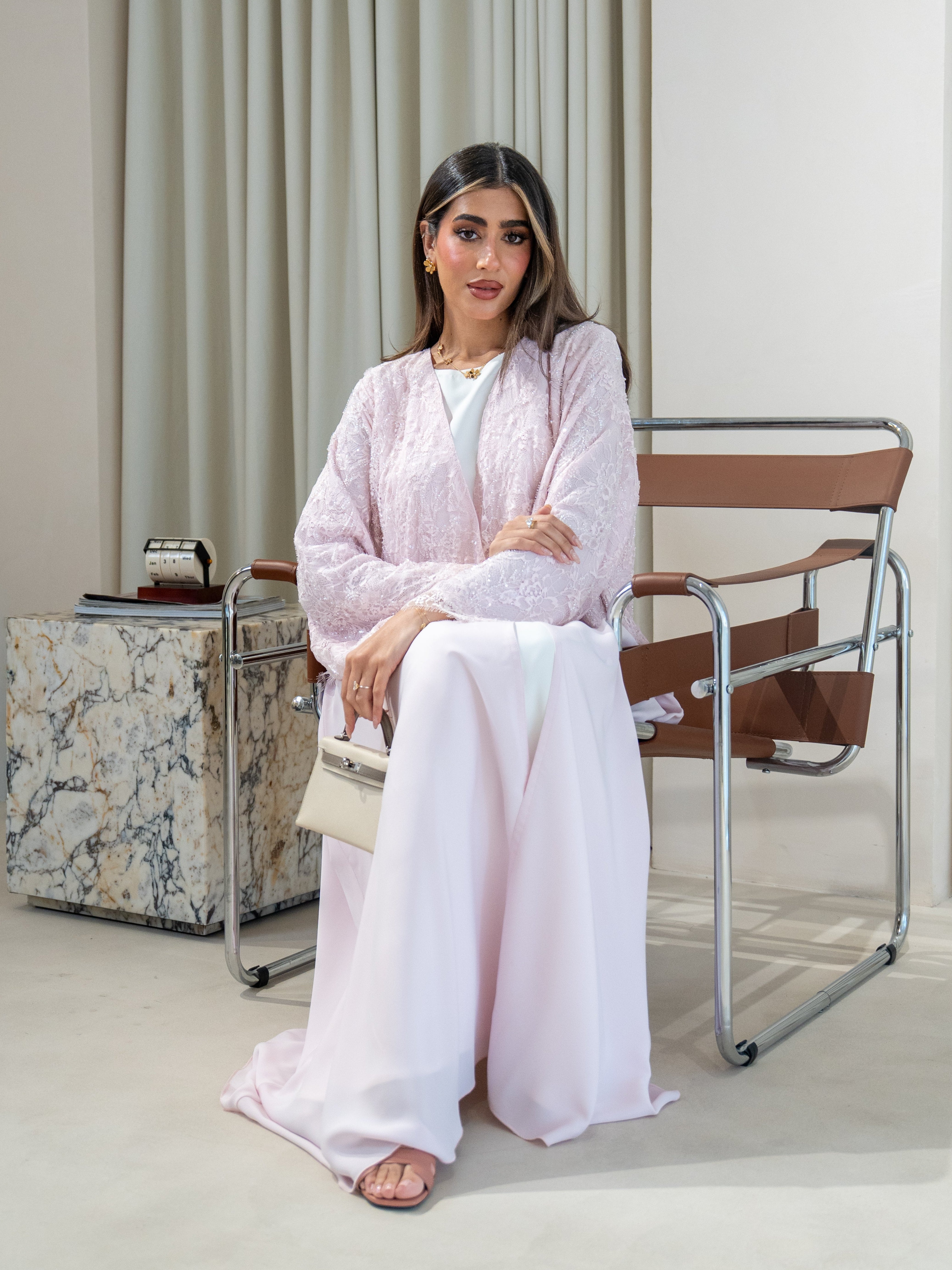 Dantelle - Pink  Abaya
