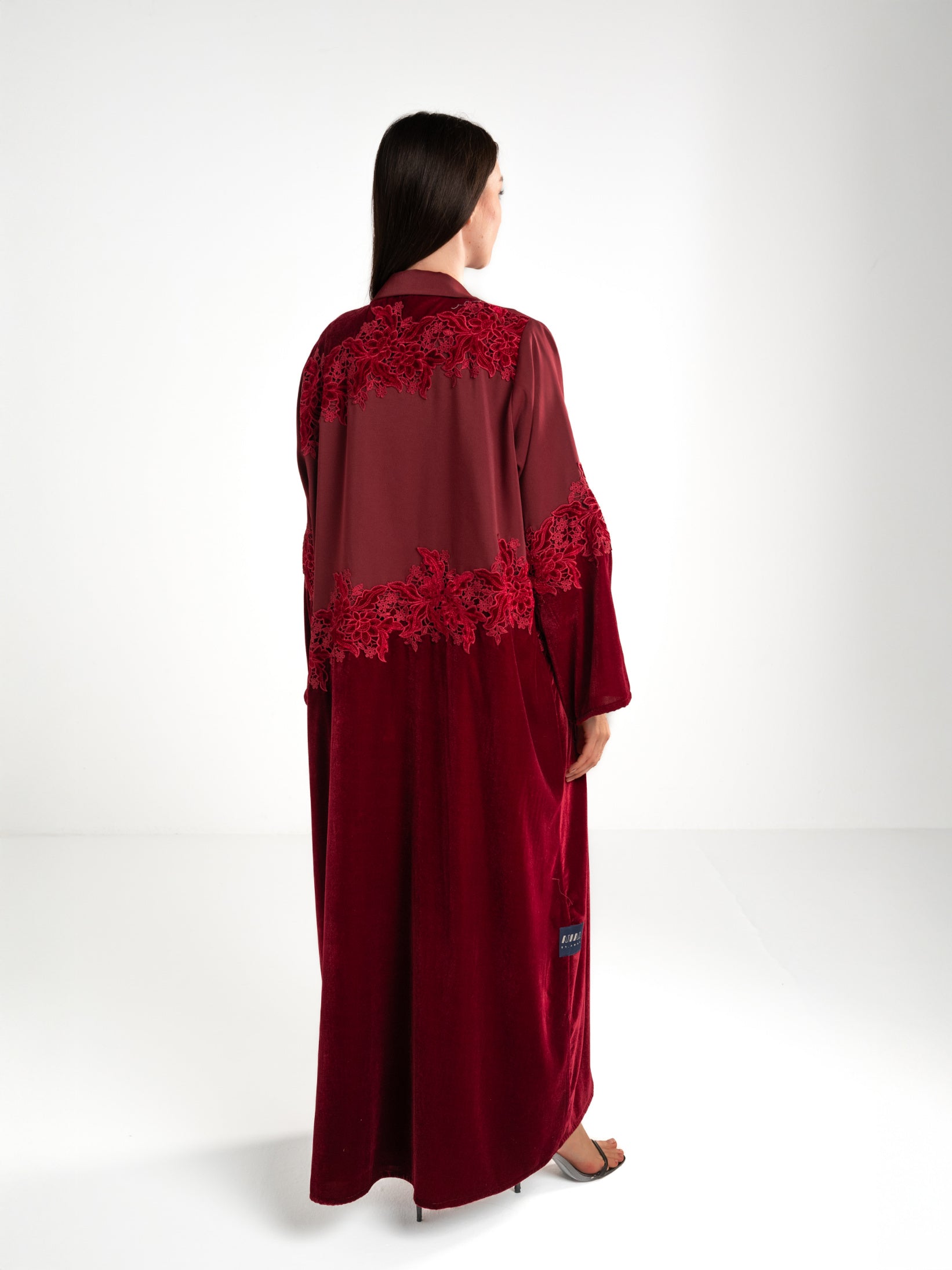 Velvet Lace Maroon Abaya