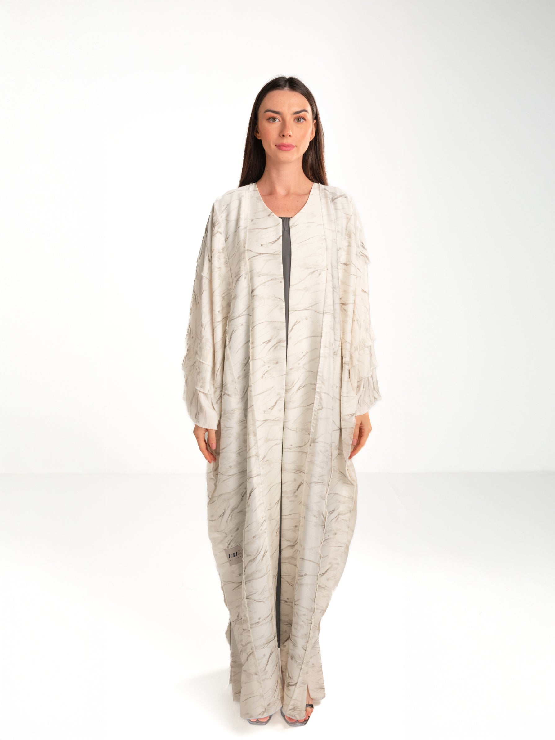 Cut Out Jacquard Off White Off-White Abaya