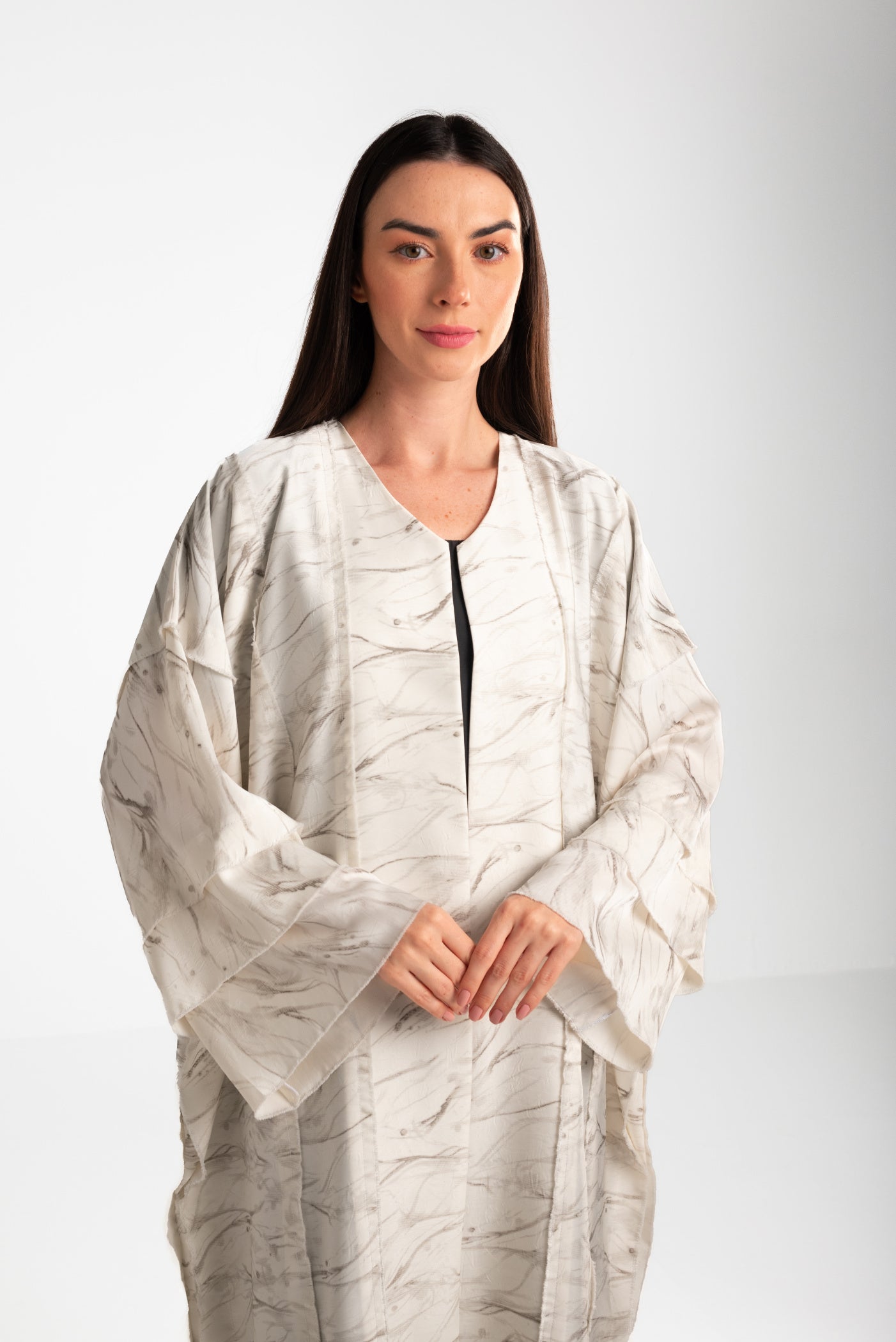 Cut Out Jacquard Off White Off-White Abaya