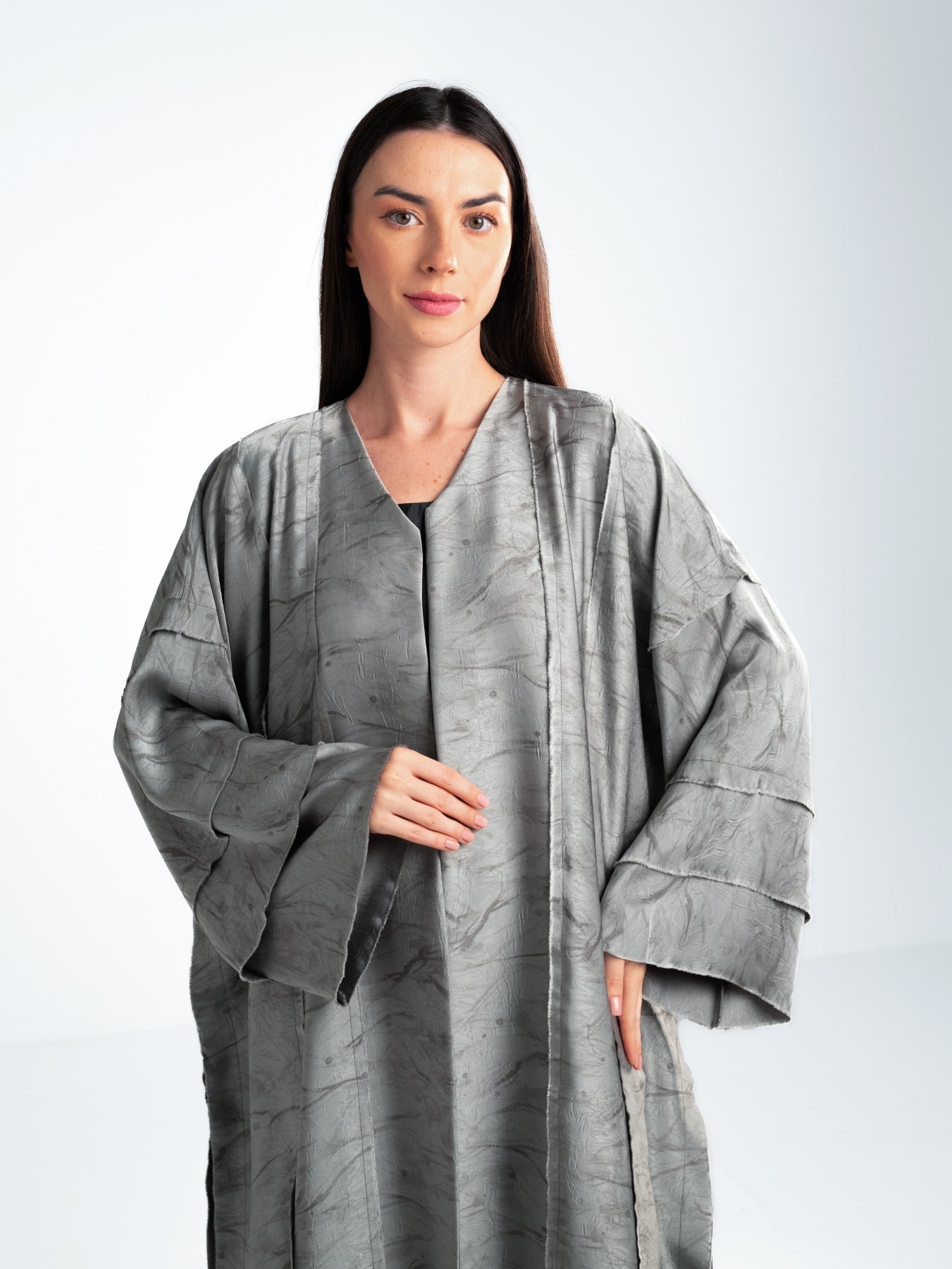 Cut Out Jacquard Sage Green Abaya