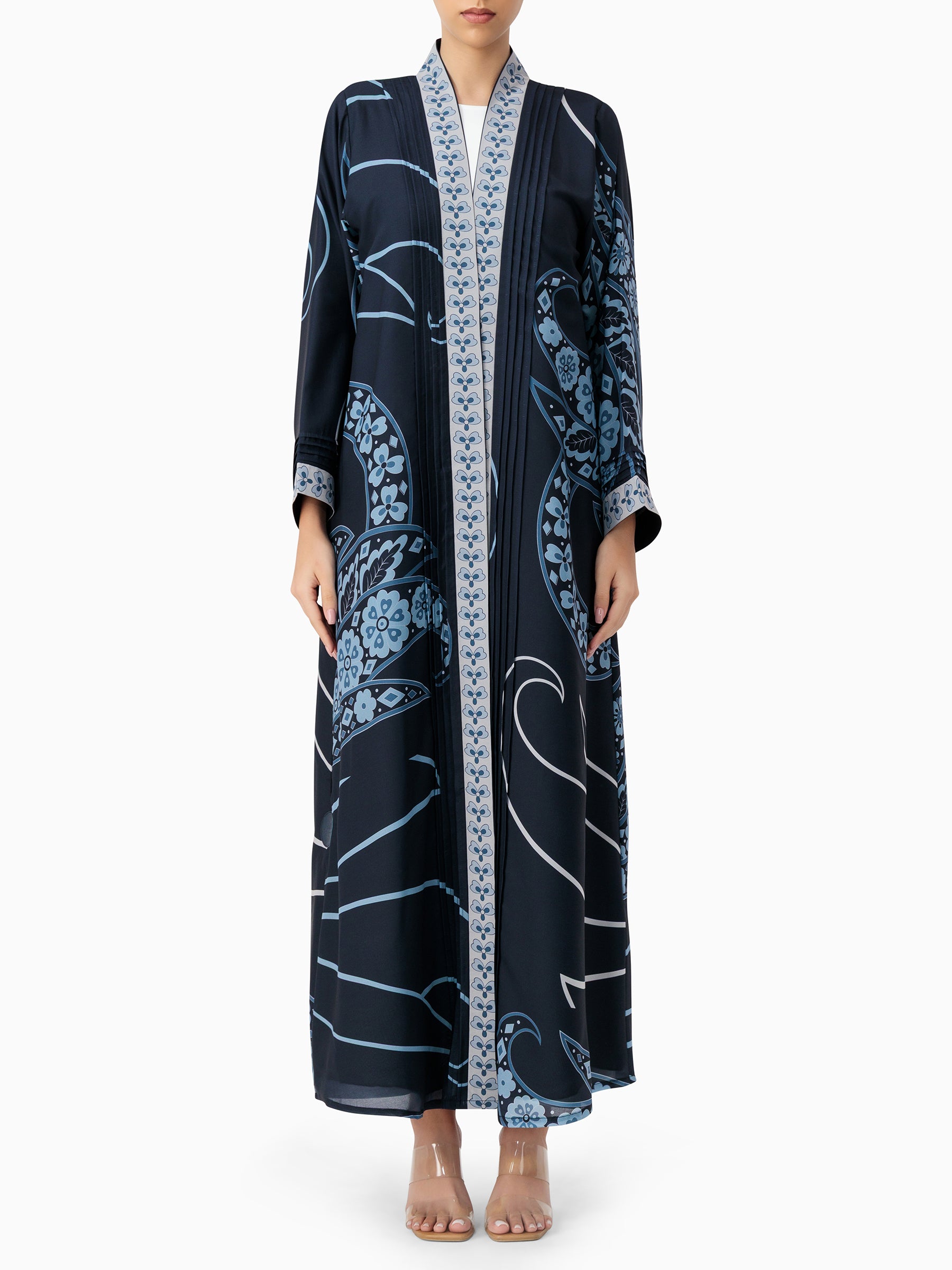 Dusk Petals - Printed Blue Abaya