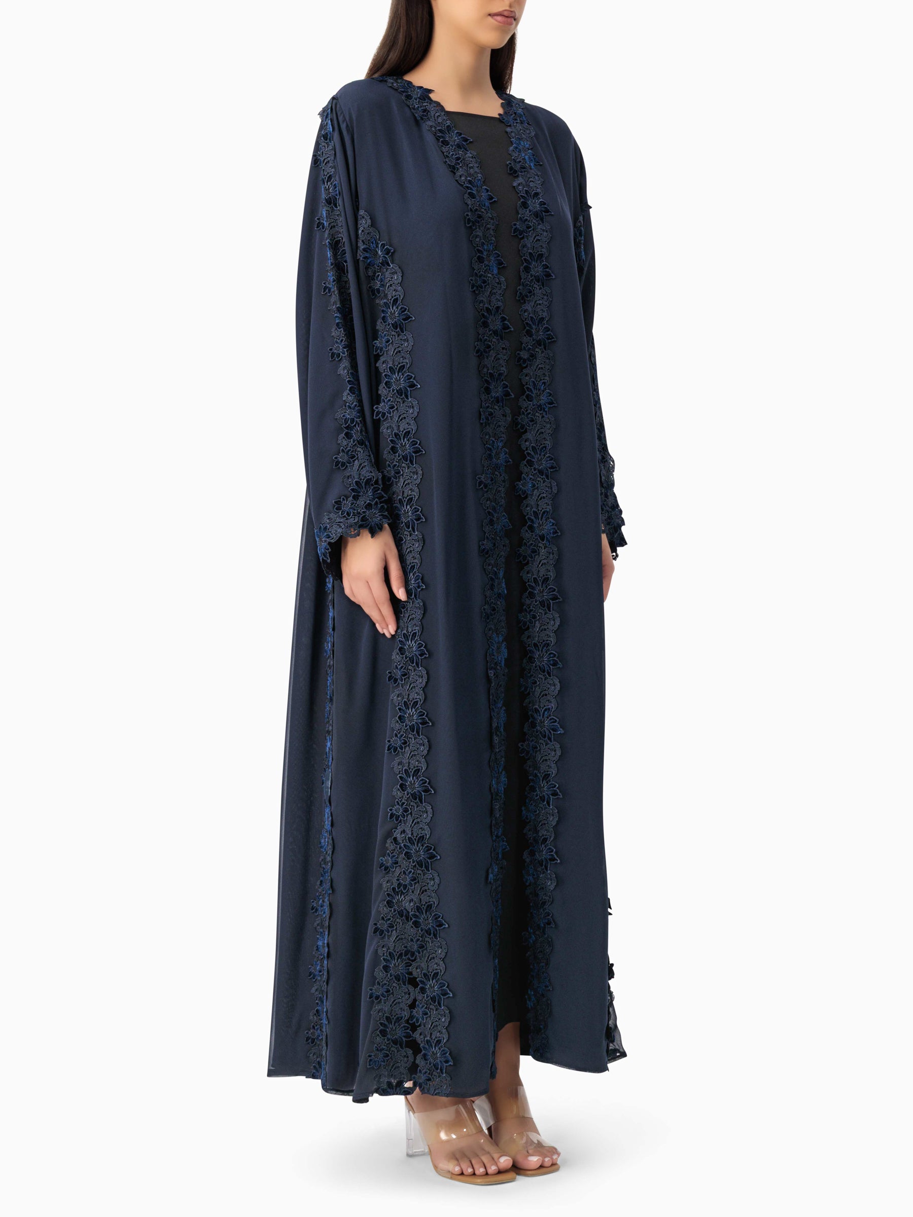 Floral Lace Navy Abaya