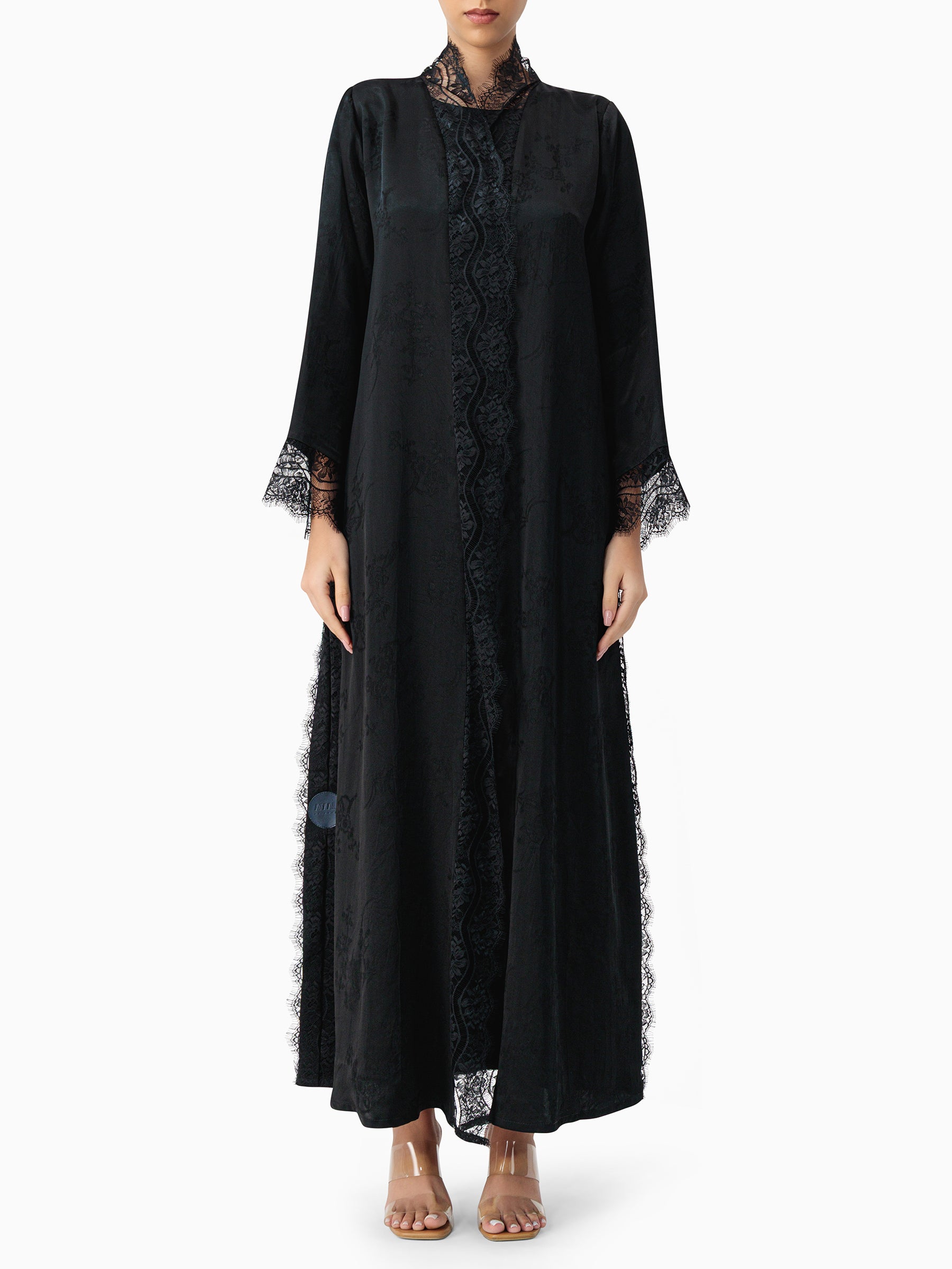 Floret - Dantel Black Abaya