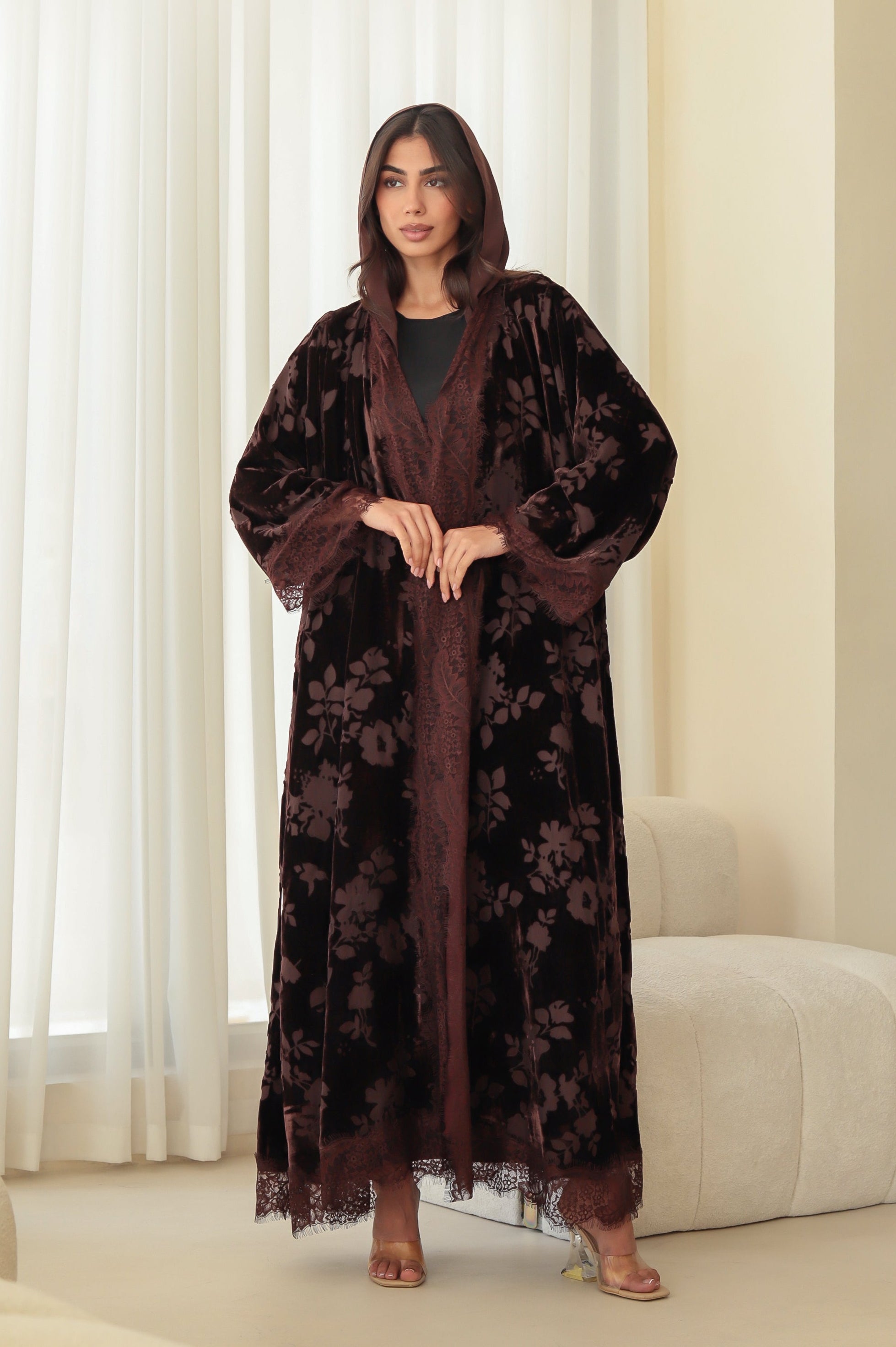 Velvet - Garden Brown Abaya