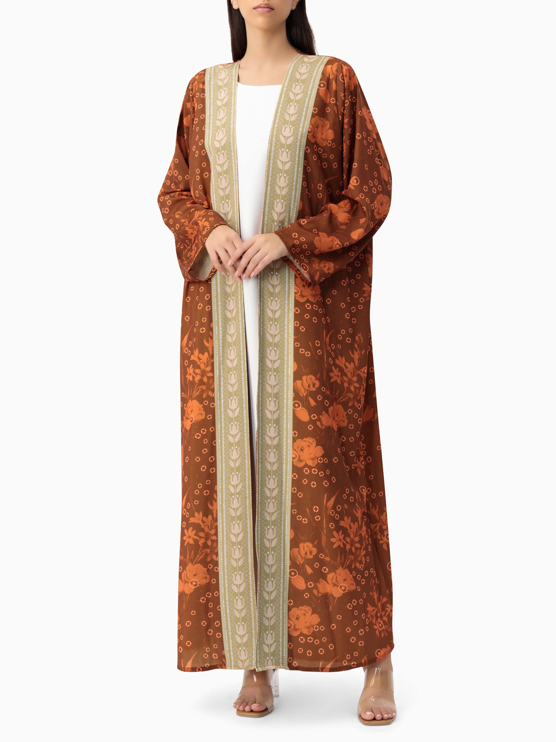 BRX print - Orange Abaya