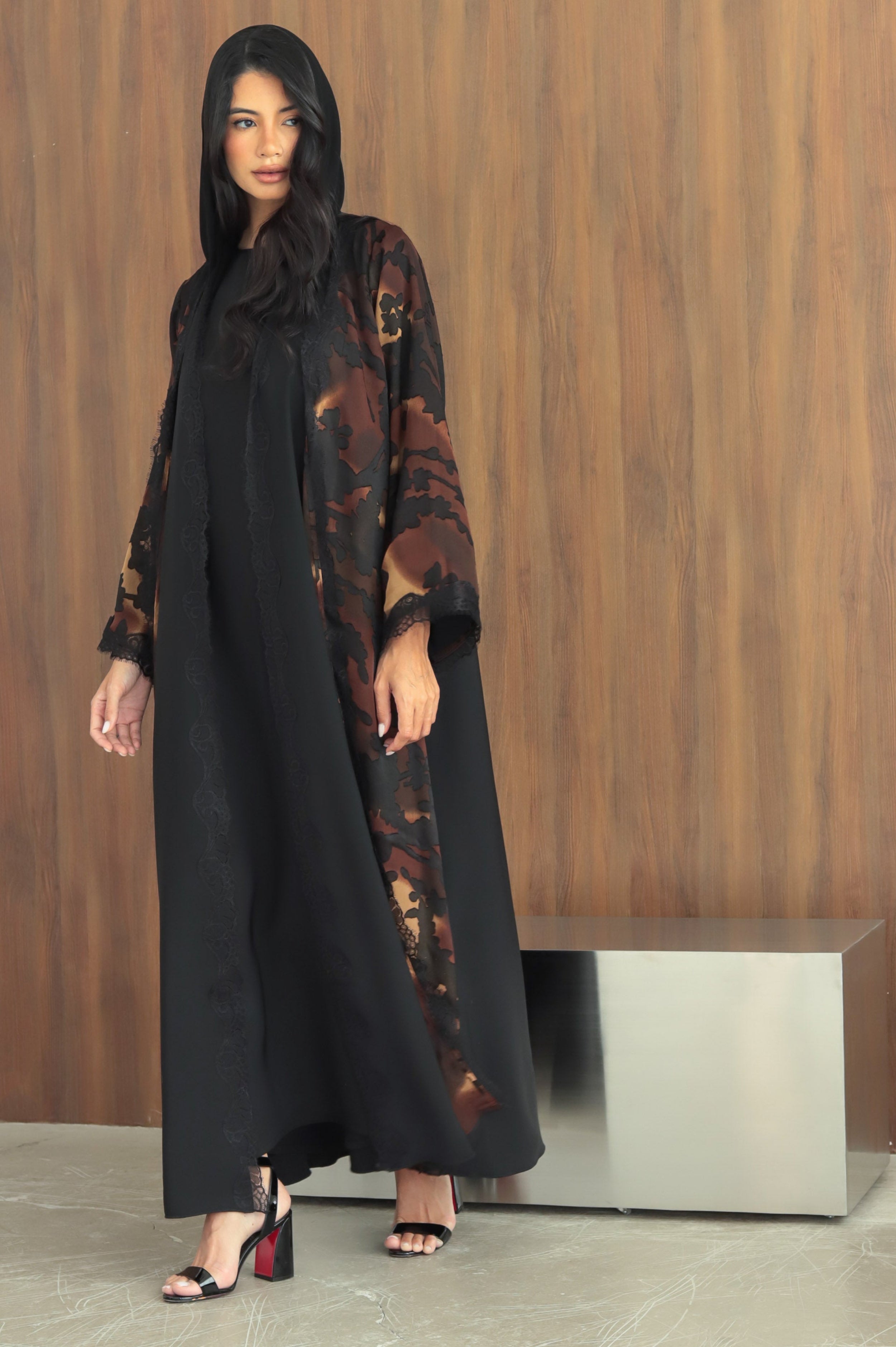 Rimal - Black & Brown Abaya