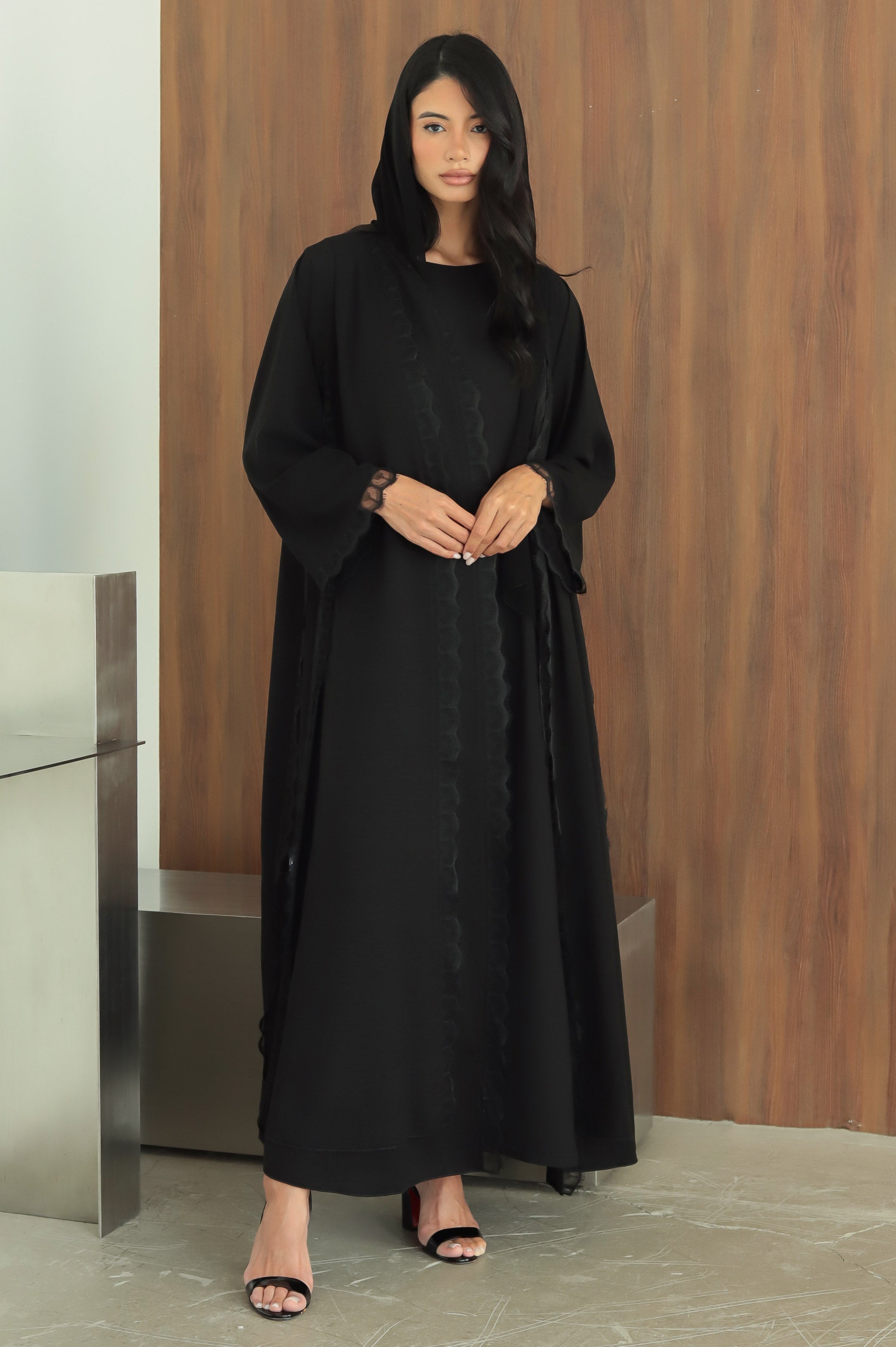 Layali- Black Lace (black Abaya )