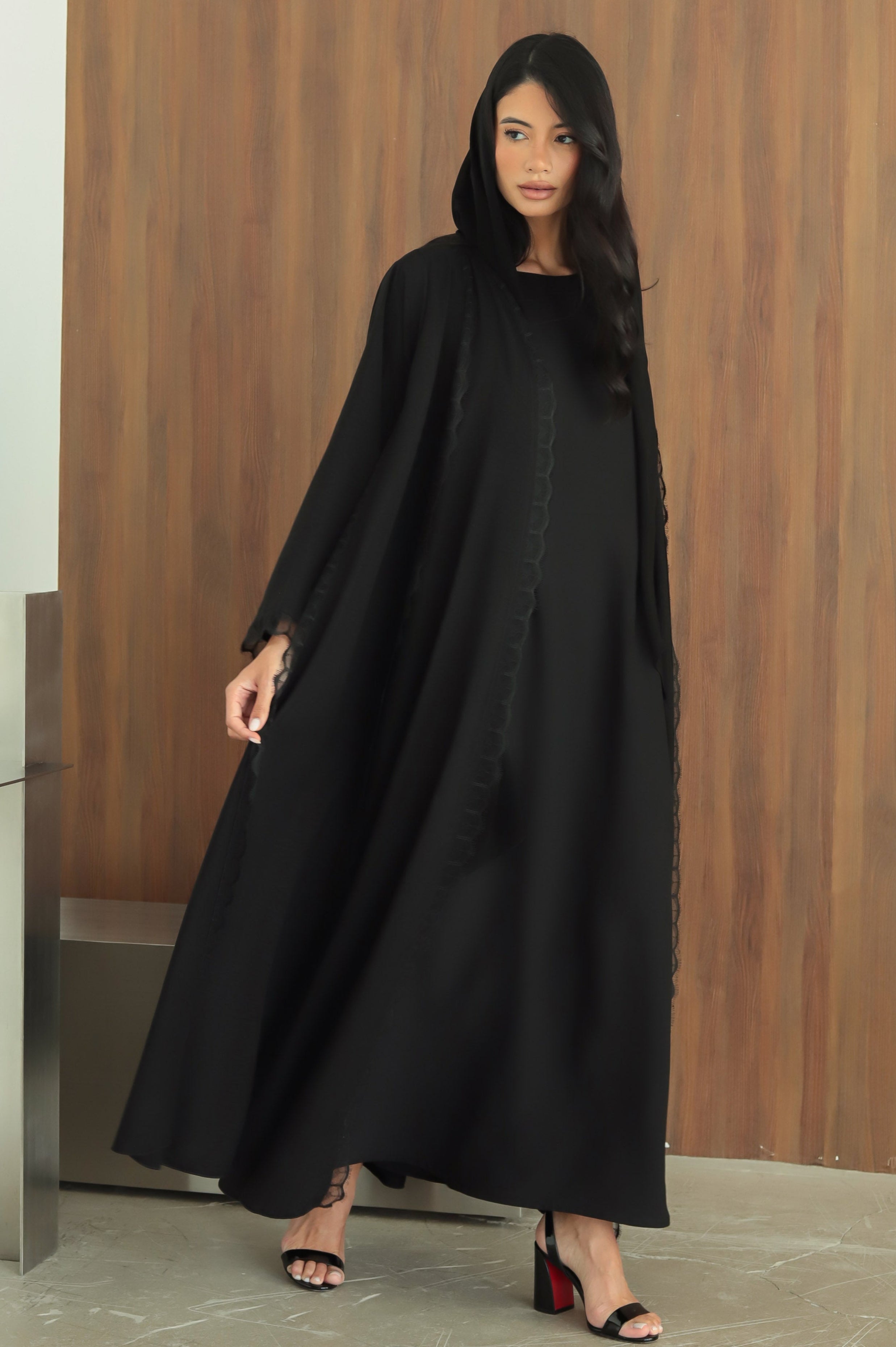 Layali- Black Lace (black Abaya )