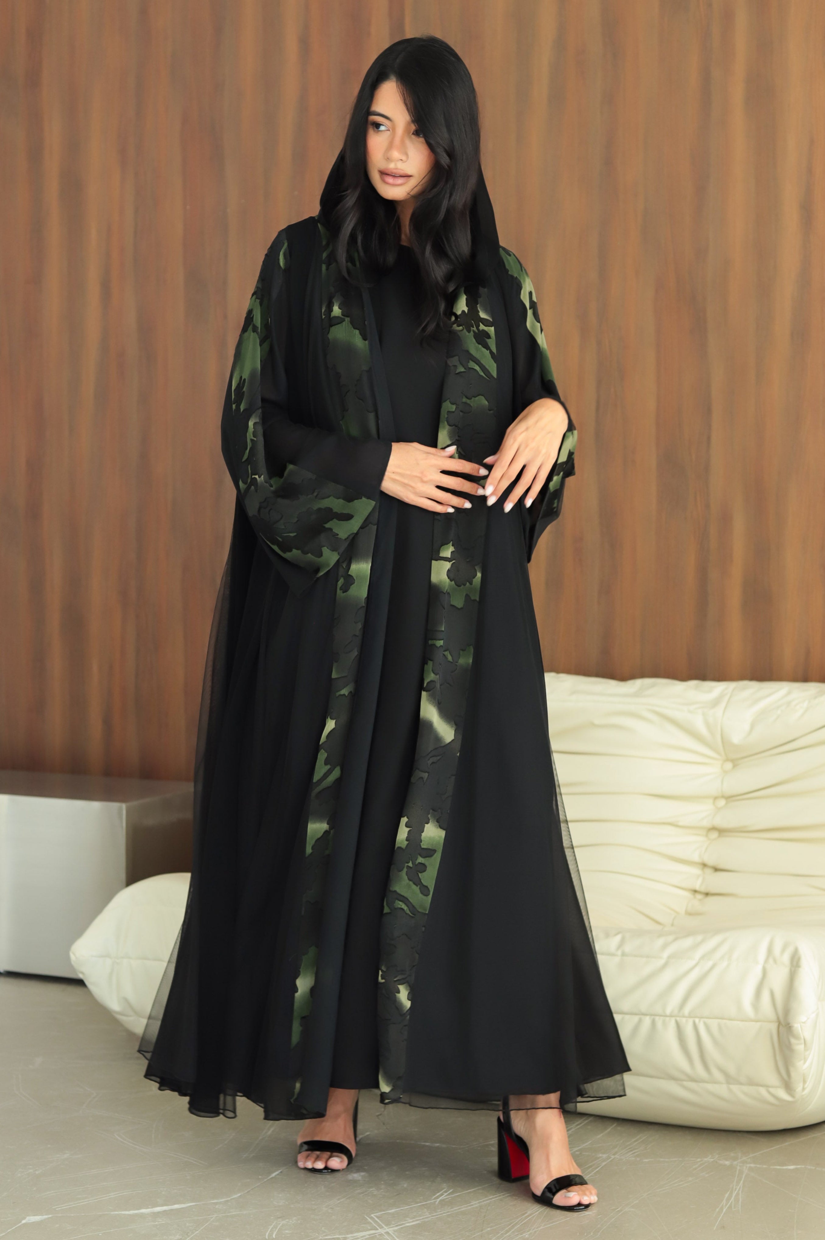 Abstract - Black & Green Abaya