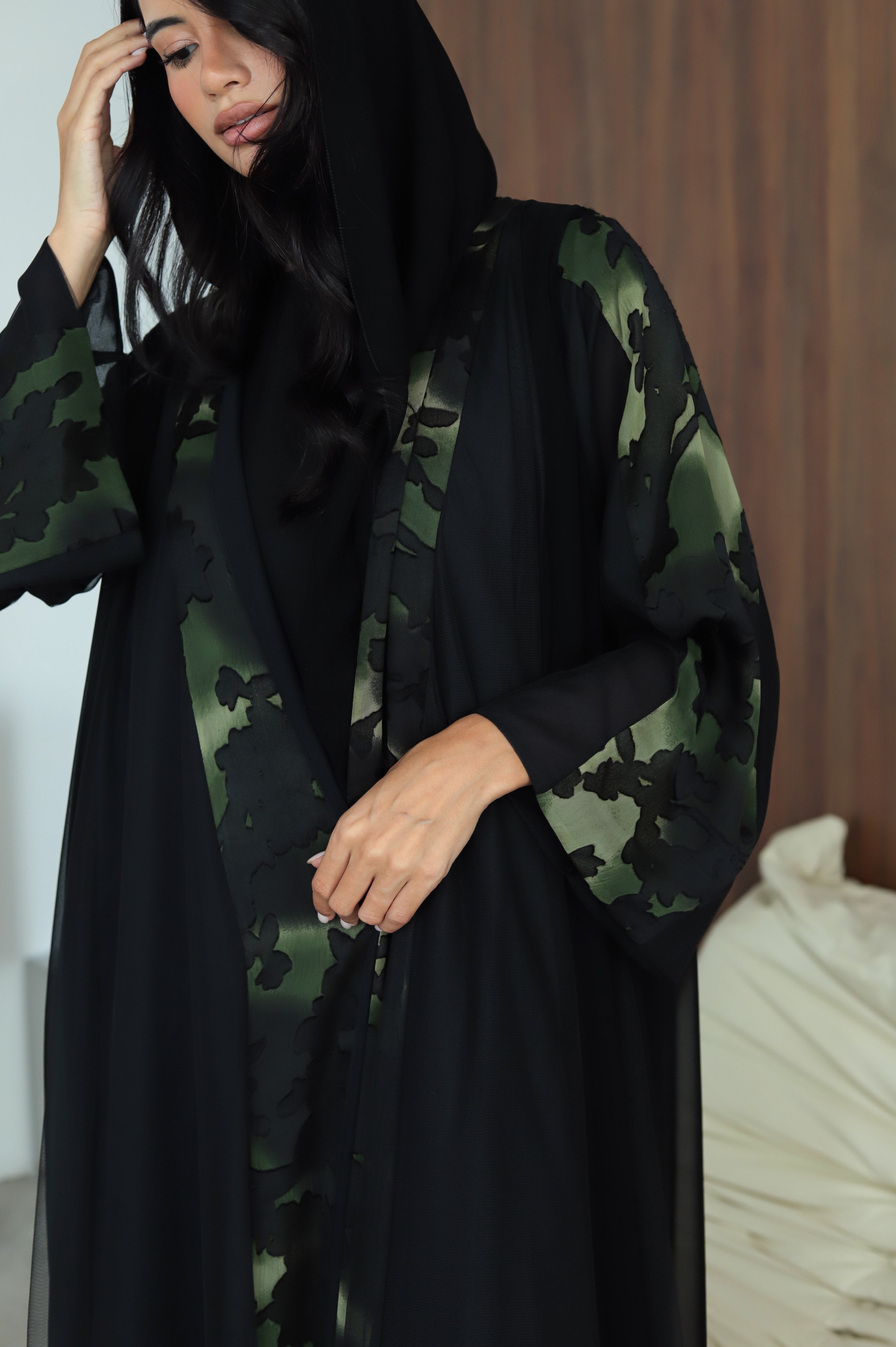 Abstract - Black & Green Abaya