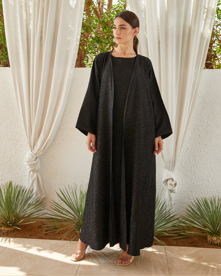 Textured Cracks Jacquard Set Abaya