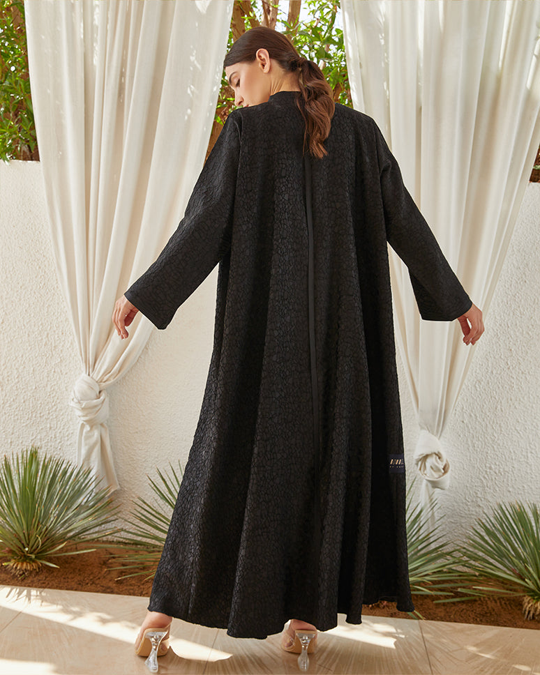Textured Cracks Jacquard Set Abaya