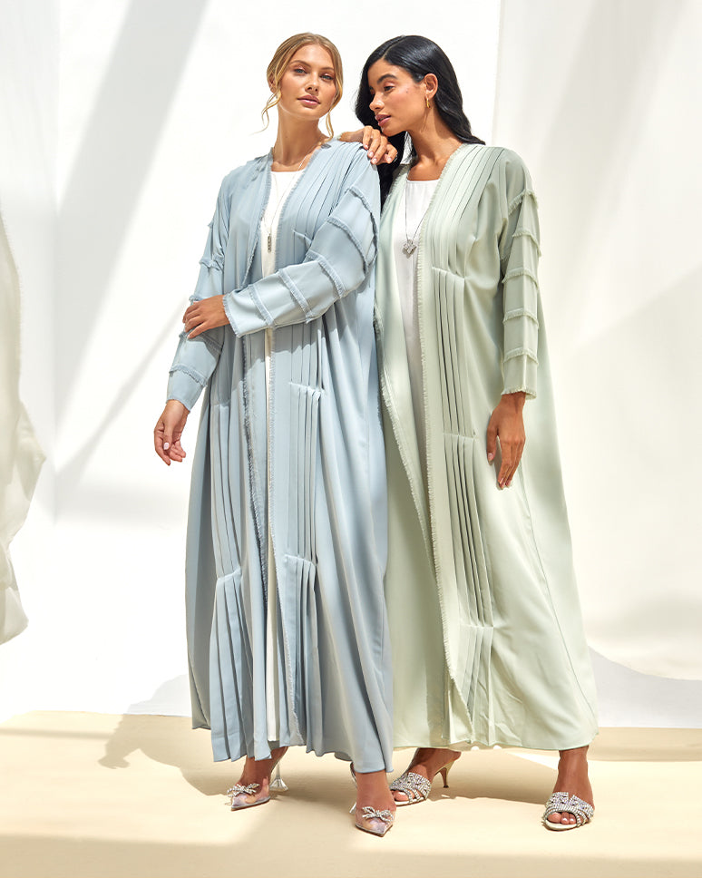 Sky Blue Pleated Crepe