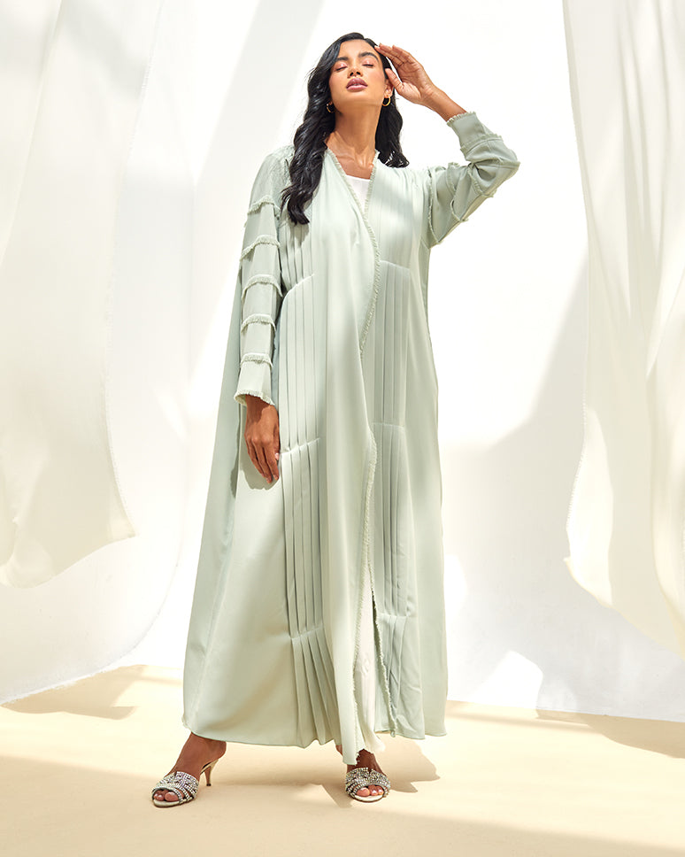 Sky Blue Pleated Crepe
